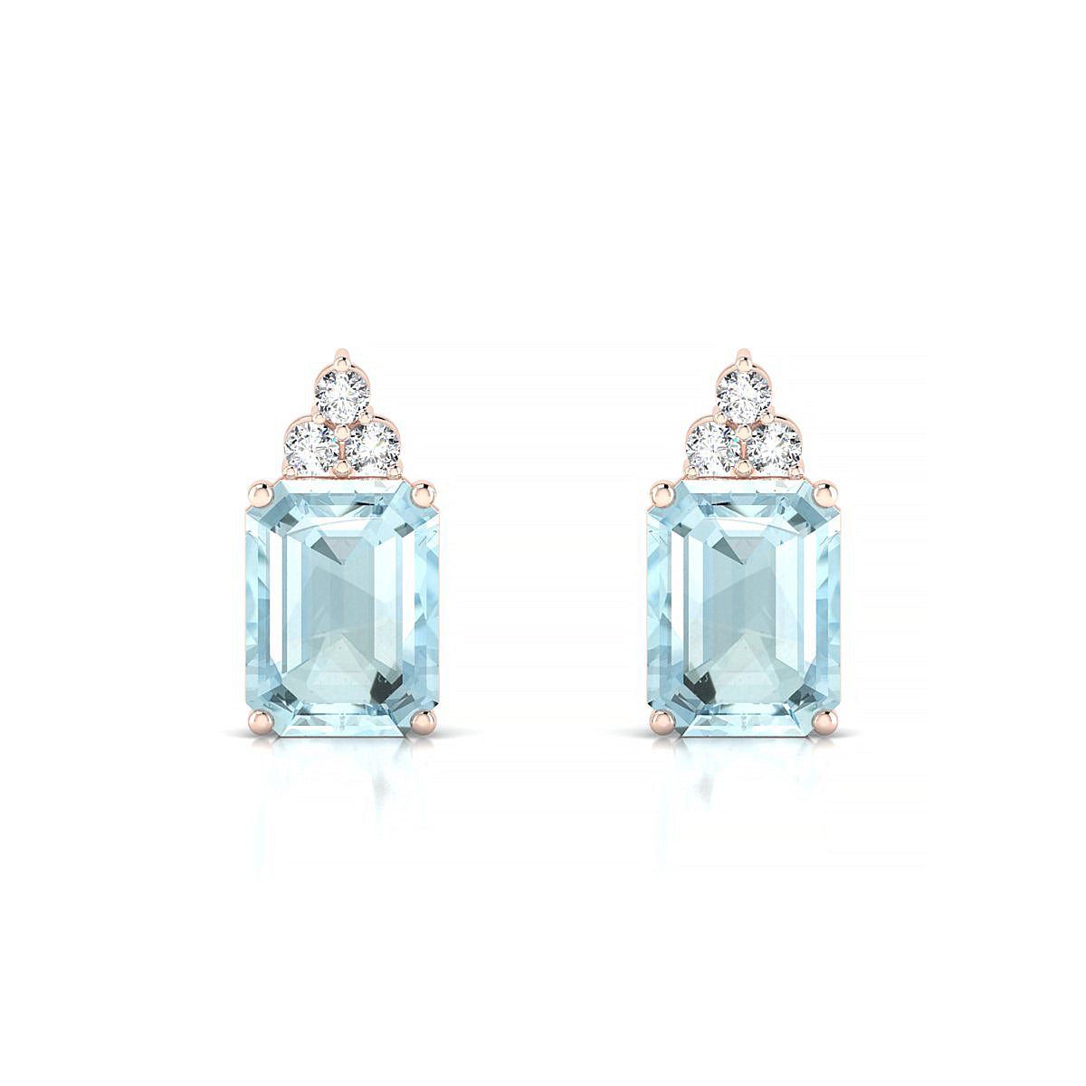 Mirage | 18k Rose Gold 8 x 6 mm Emerald Aquamarine Earrings
