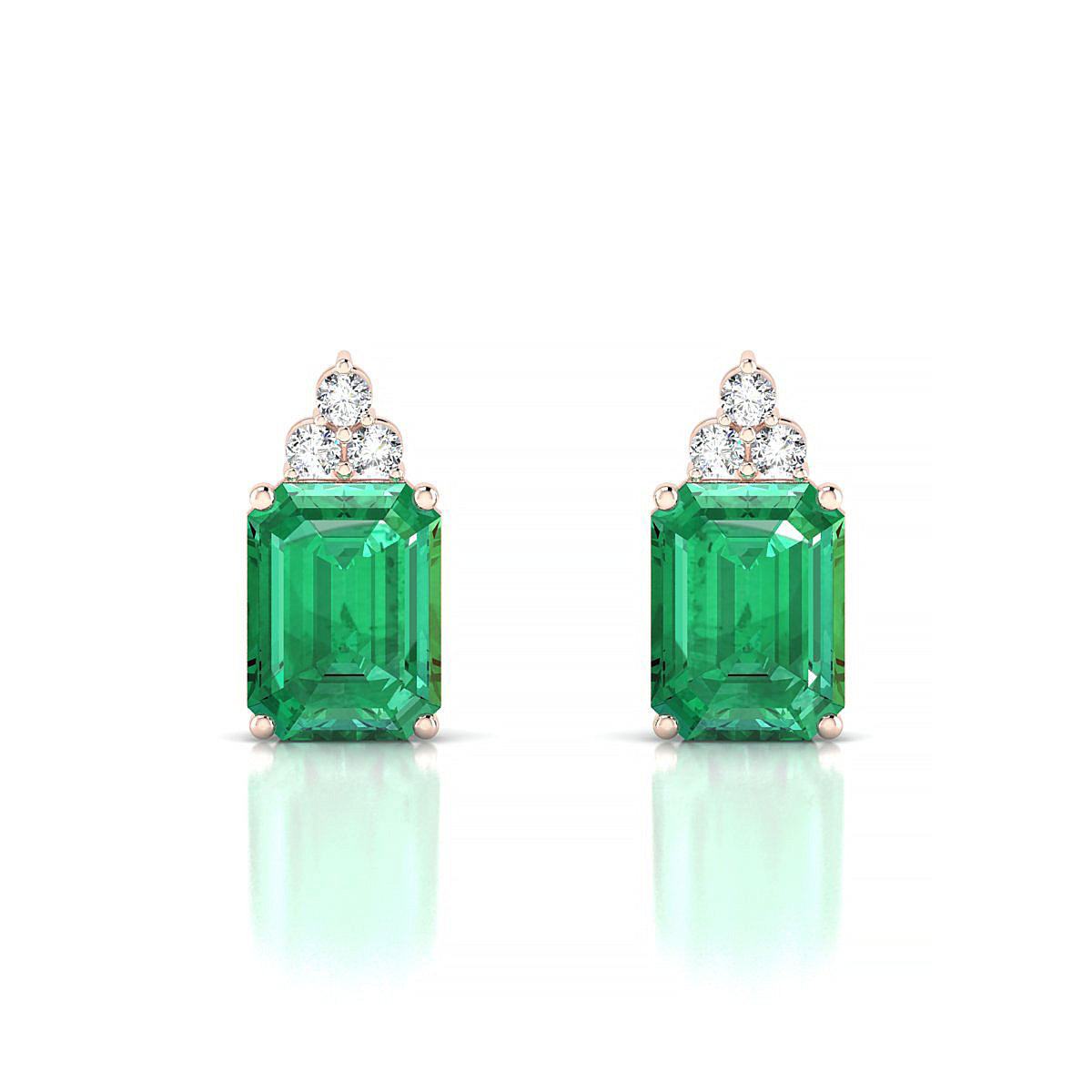 Mirage | 18k Rose Gold 8 x 6 mm Emerald Emerald Earrings