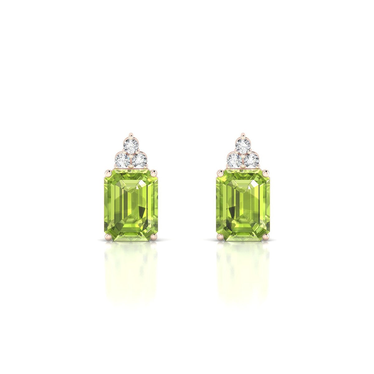 Mirage | 18k Rose Gold 8 x 6 mm Emerald Peridot Earrings