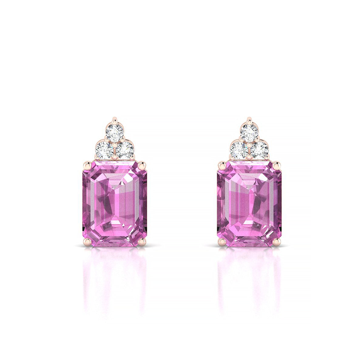 Mirage | 18k Rose Gold 8 x 6 mm Emerald Pink Sapphire Earrings