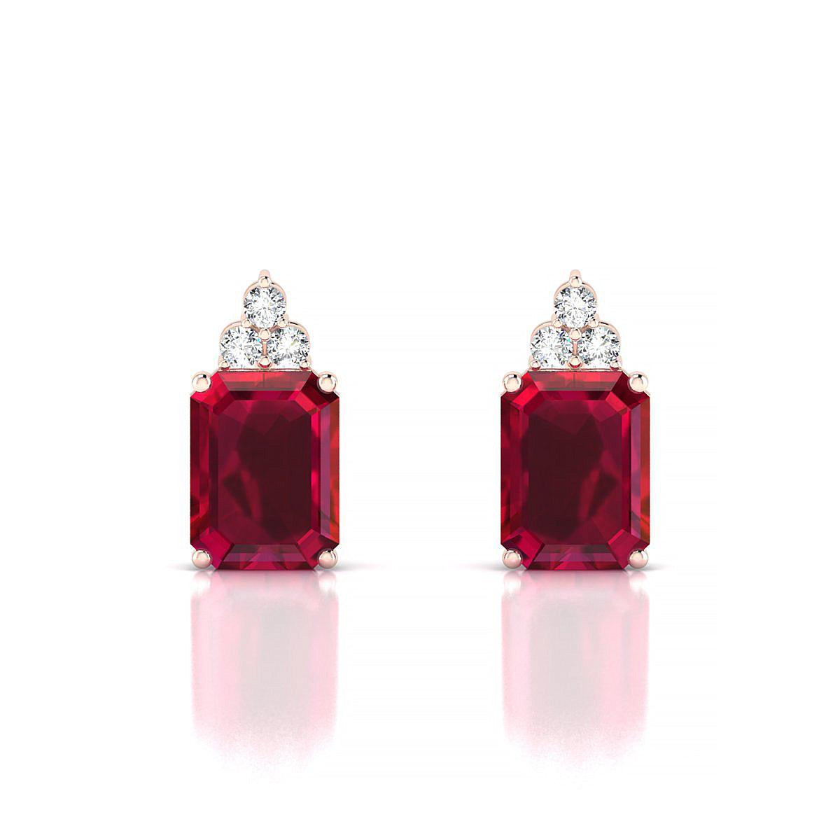 Mirage | 18k Rose Gold 8 x 6 mm Emerald Ruby Earrings