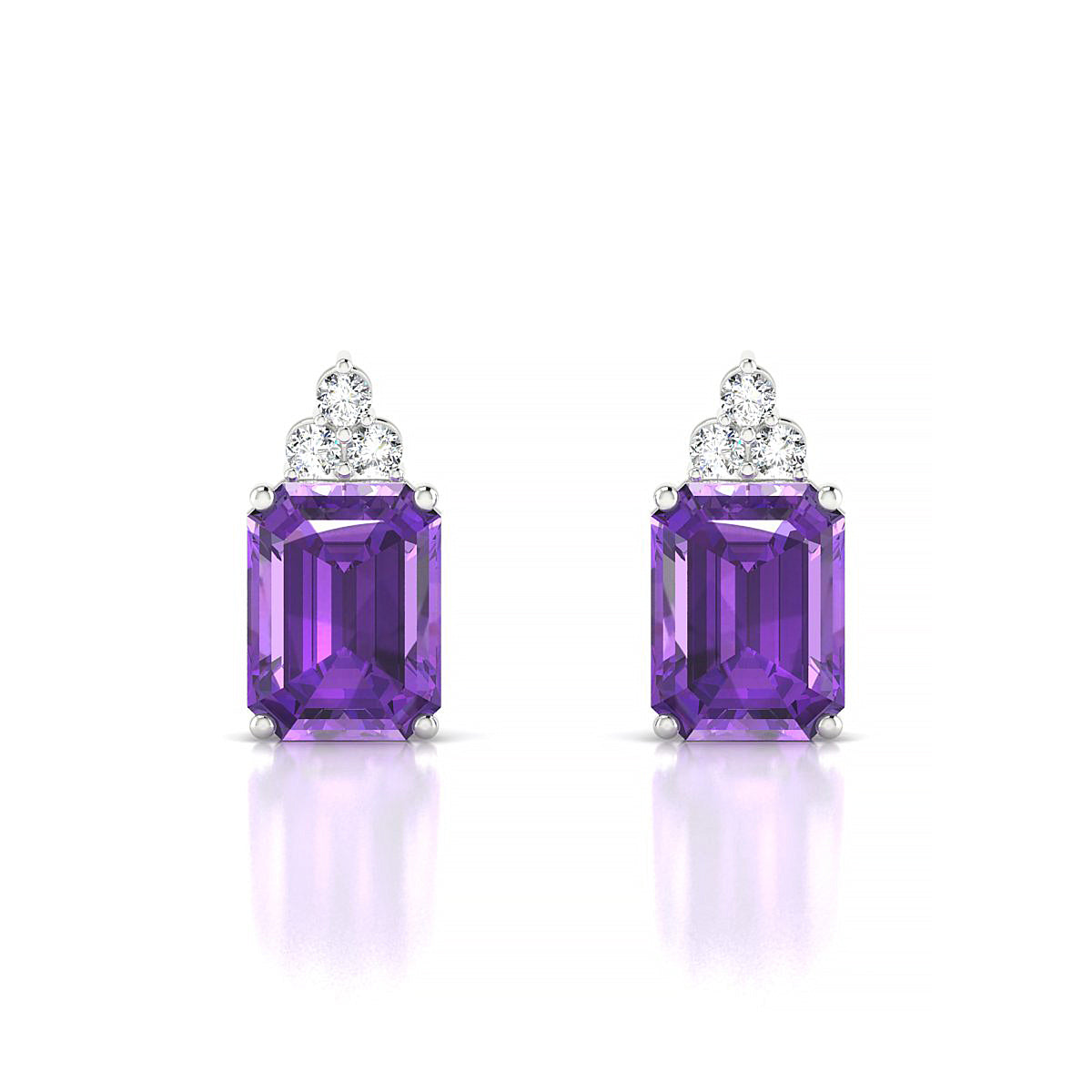 Mirage | 18k White Gold 8 x 6 mm Emerald Amethyst Earrings