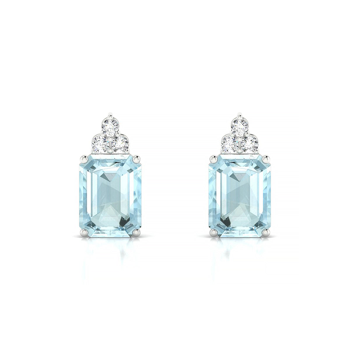 Mirage | 18k White Gold 8 x 6 mm Emerald Aquamarine Earrings