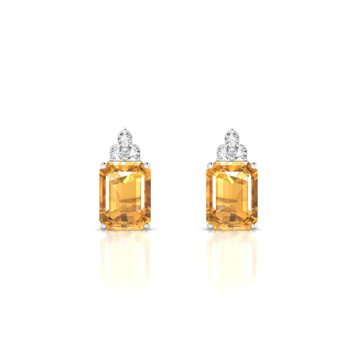 Mirage | 18k White Gold 8 x 6 mm Emerald Citrine Earrings