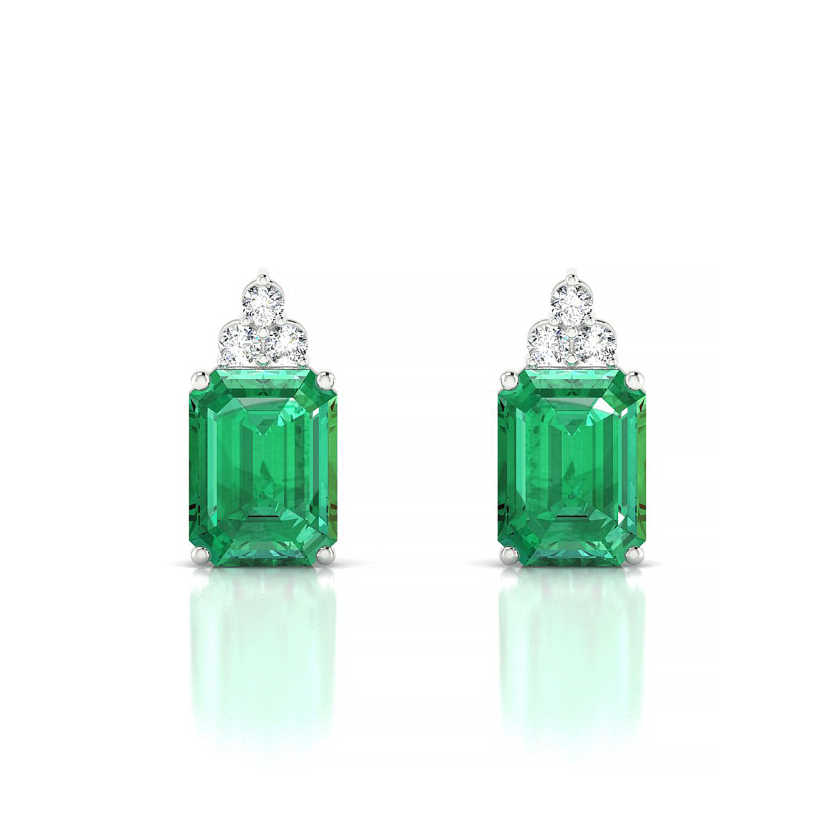 Mirage | 18k White Gold 8 x 6 mm Emerald Emerald Earrings