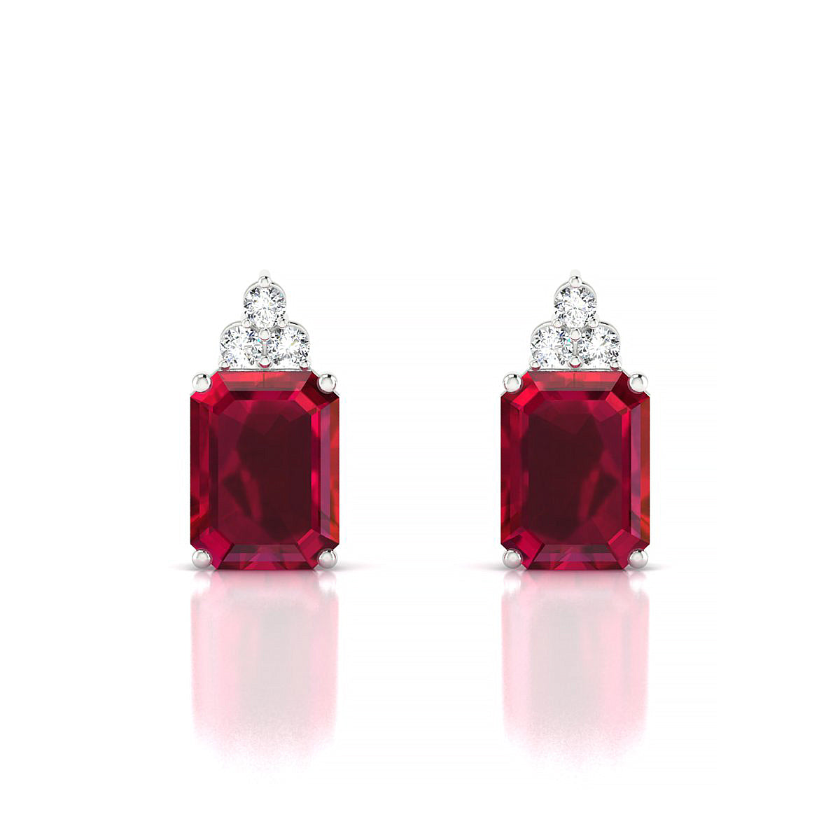 Mirage | 18k White Gold 8 x 6 mm Emerald Ruby Earrings