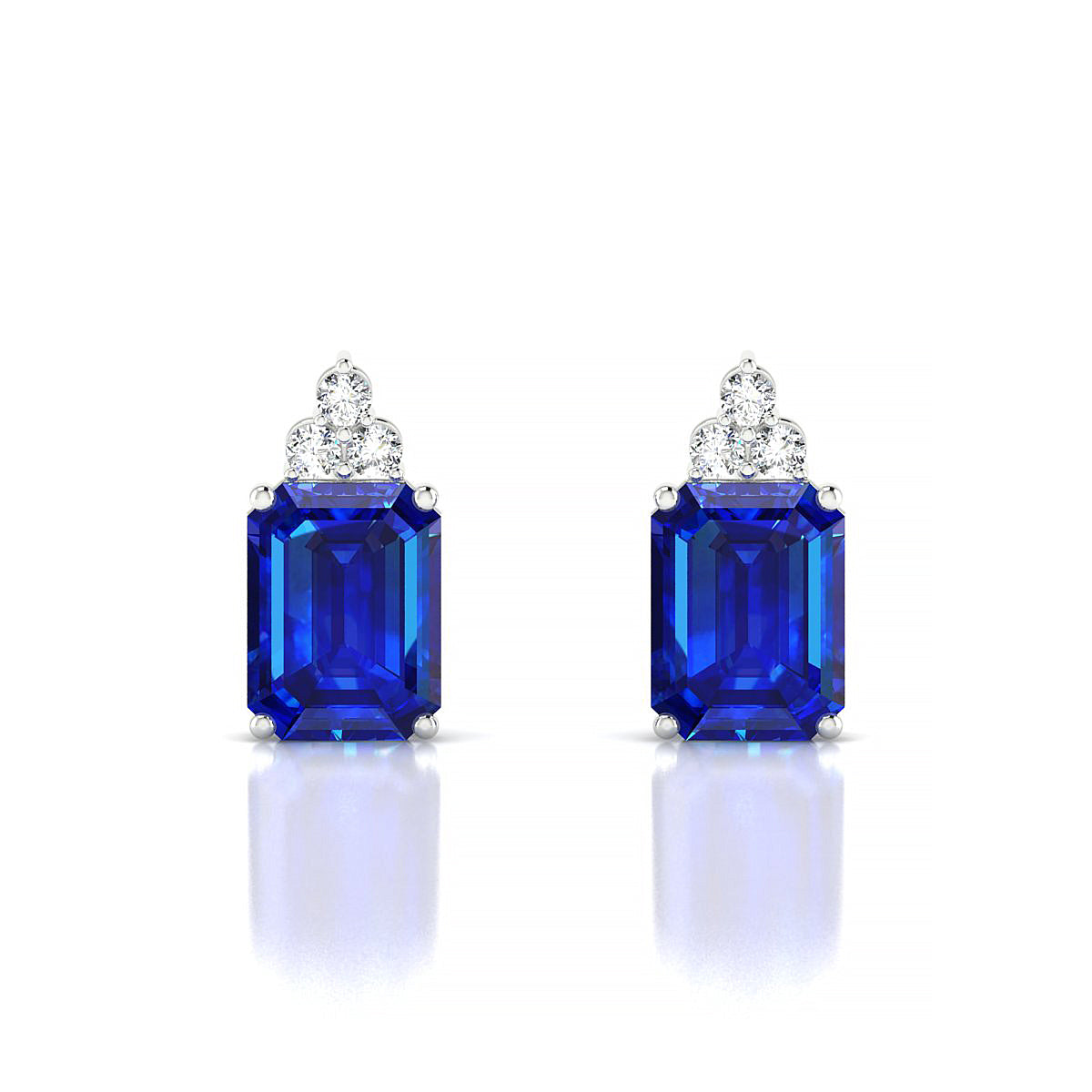 Mirage | 18k White Gold 8 x 6 mm Emerald Sapphire Earrings