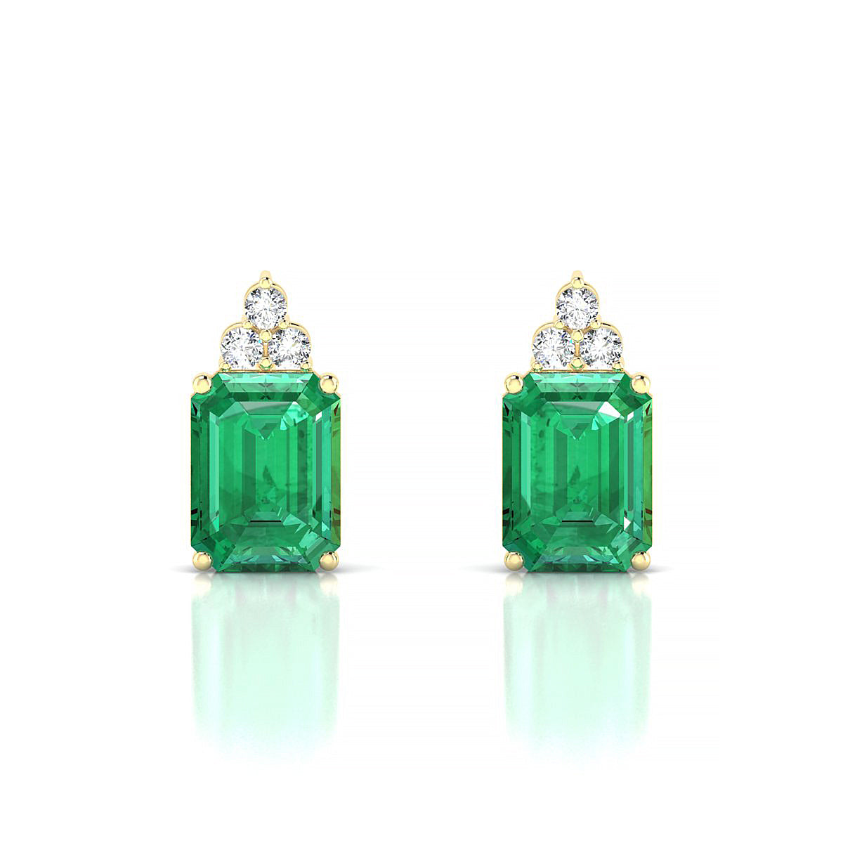 Mirage | 18k Yellow Gold 8 x 6 mm Emerald Emerald Earrings