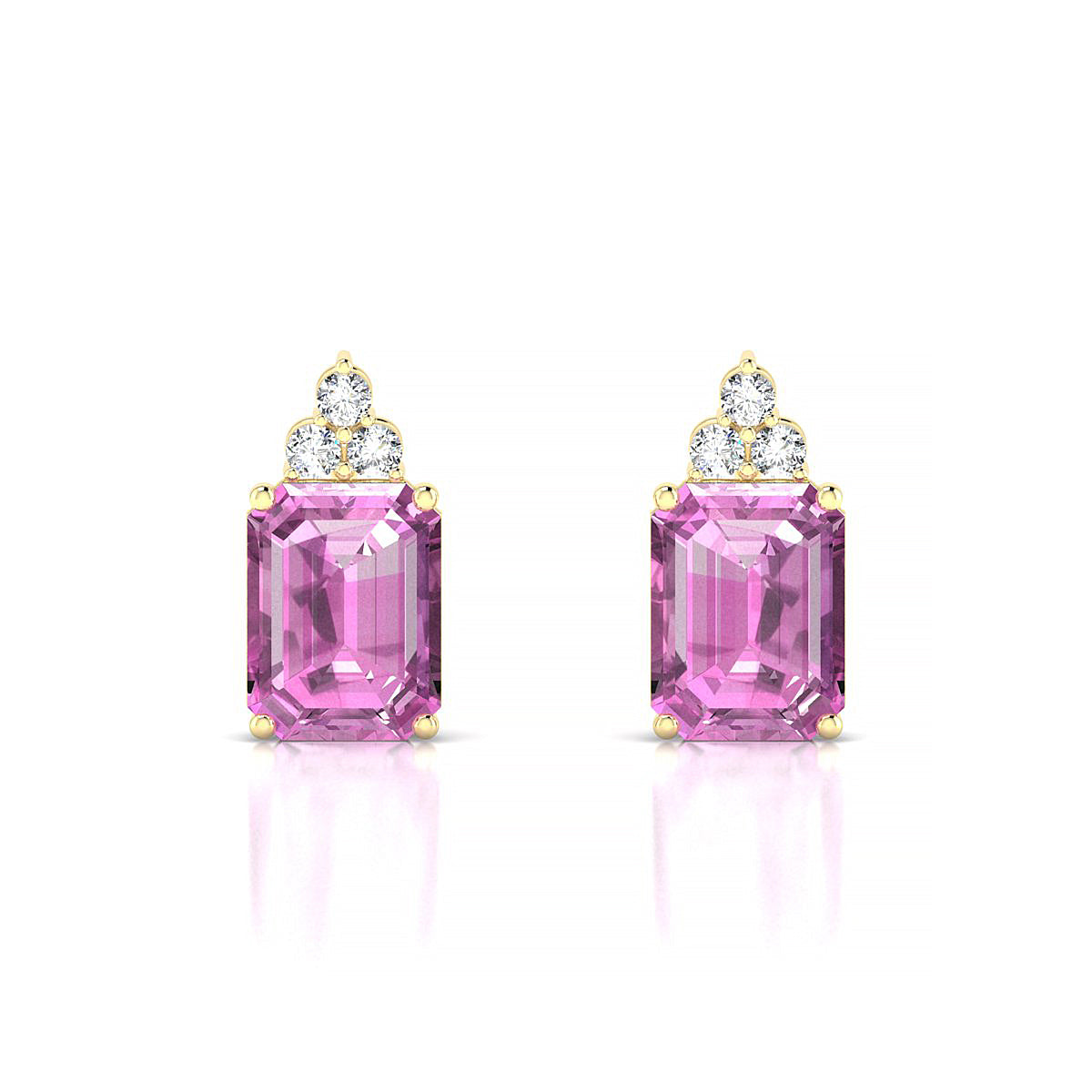 Mirage | 18k Yellow Gold 8 x 6 mm Emerald Pink Sapphire Earrings