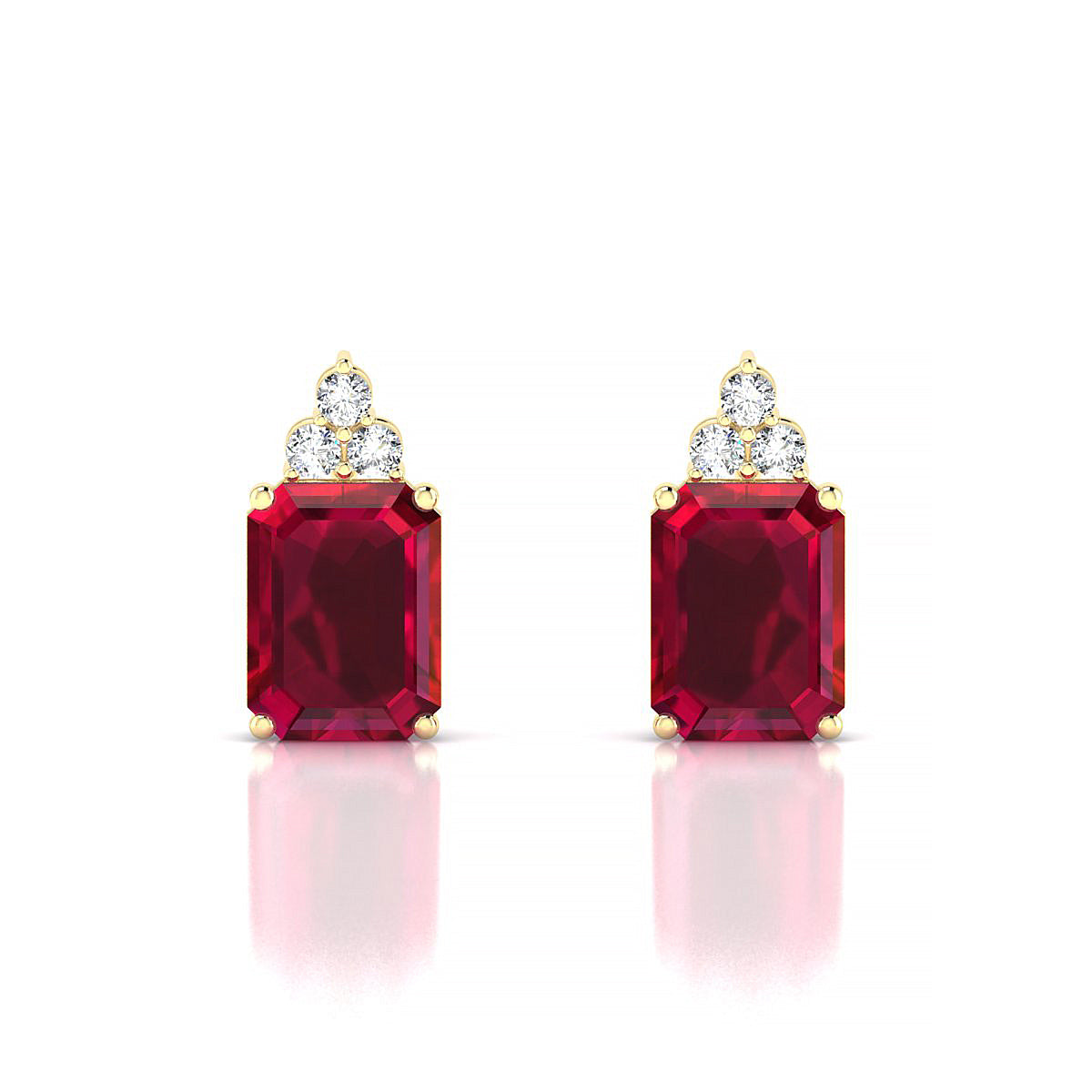 Mirage | 18k Yellow Gold 8 x 6 mm Emerald Ruby Earrings