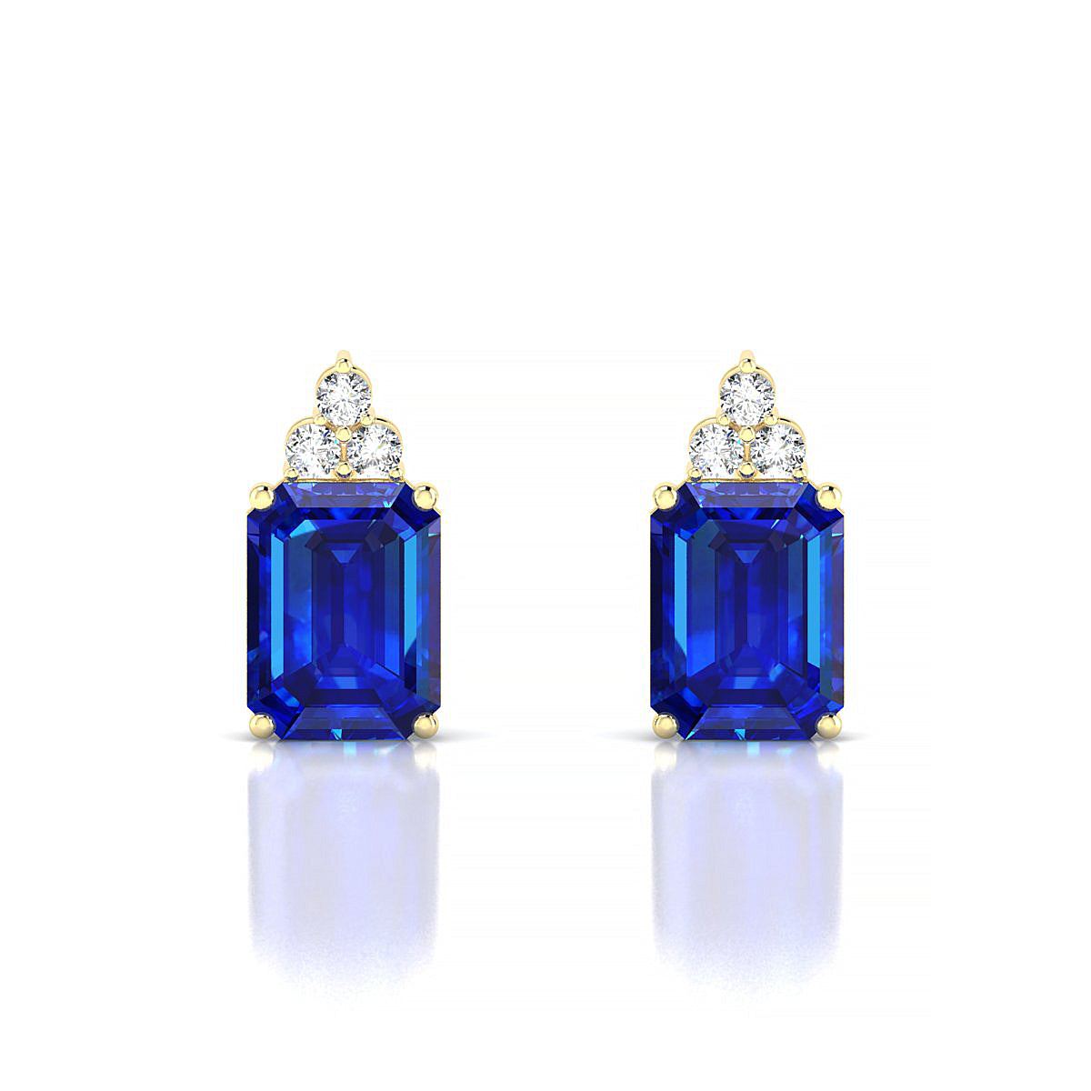 Mirage | 18k Yellow Gold 8 x 6 mm Emerald Sapphire Earrings