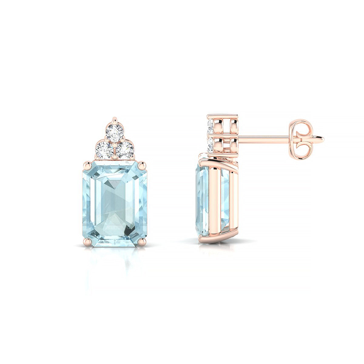 Mirage | 18k Rose Gold 8 x 6 mm Emerald Aquamarine Earrings