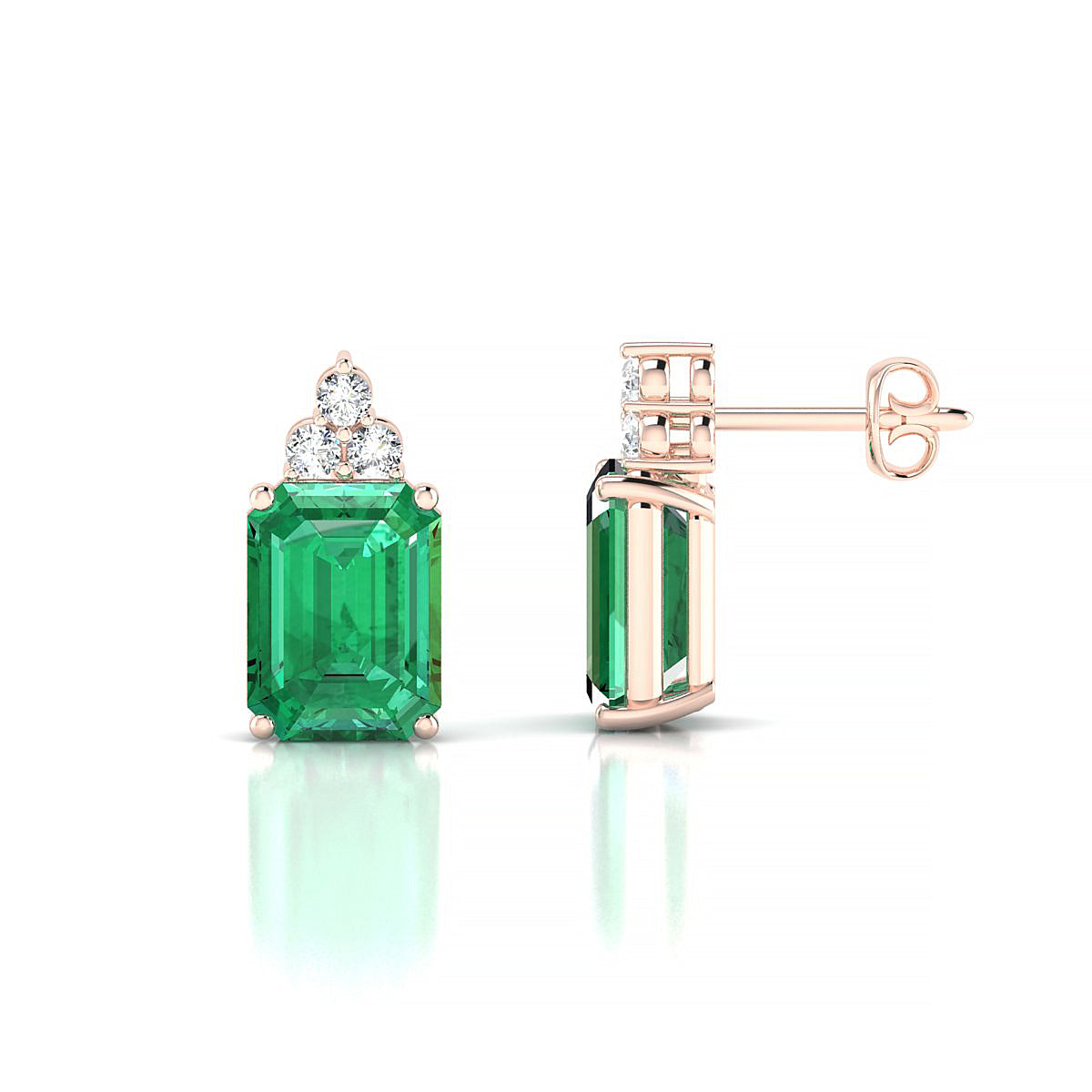 Mirage | 18k Rose Gold 8 x 6 mm Emerald Emerald Earrings
