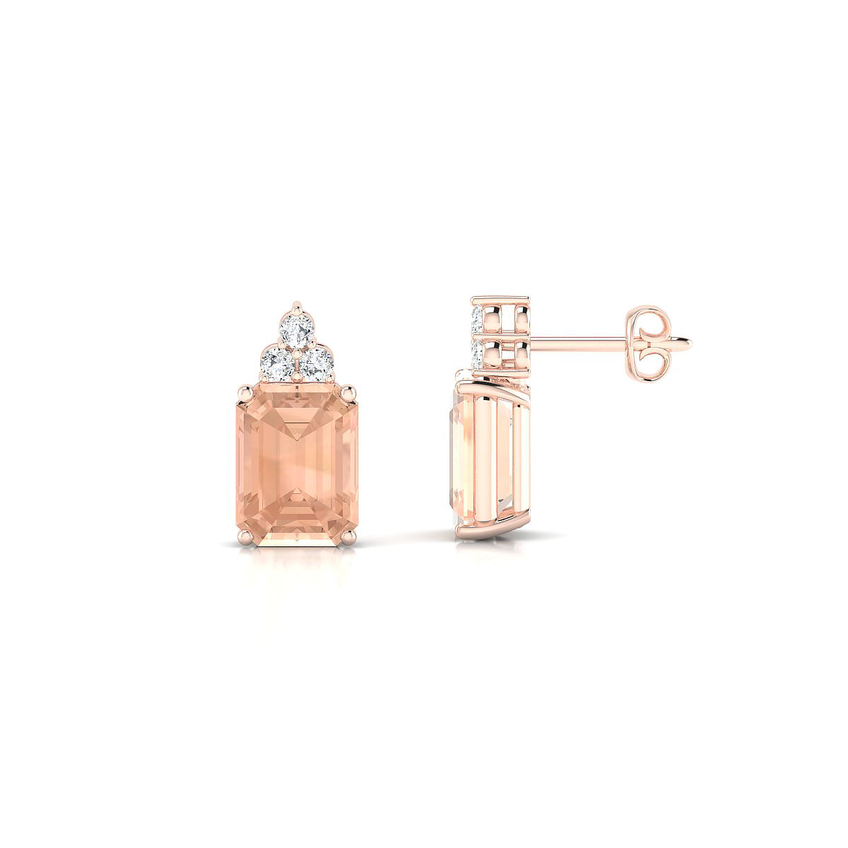 Mirage | 18k Rose Gold 8 x 6 mm Emerald Morganite Earrings