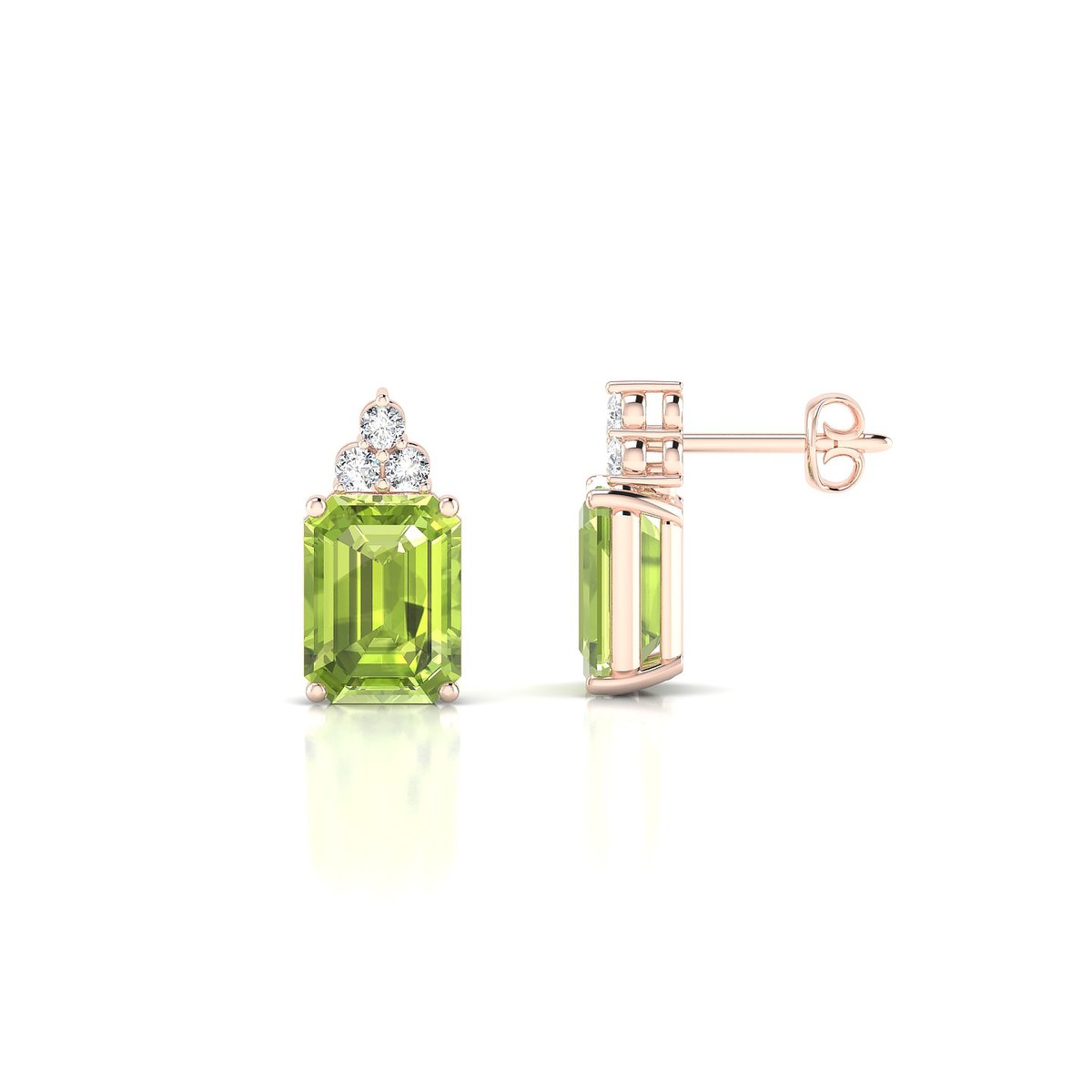 Mirage | 18k Rose Gold 8 x 6 mm Emerald Peridot Earrings