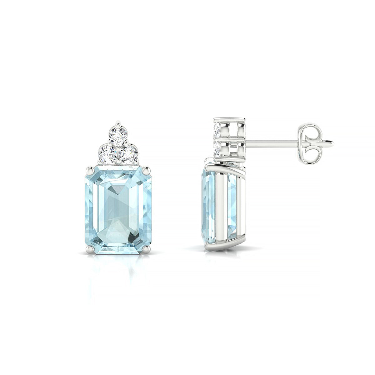Mirage | 18k White Gold 8 x 6 mm Emerald Aquamarine Earrings