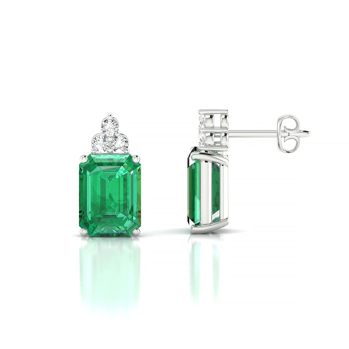 Mirage | 18k White Gold 8 x 6 mm Emerald Emerald Earrings
