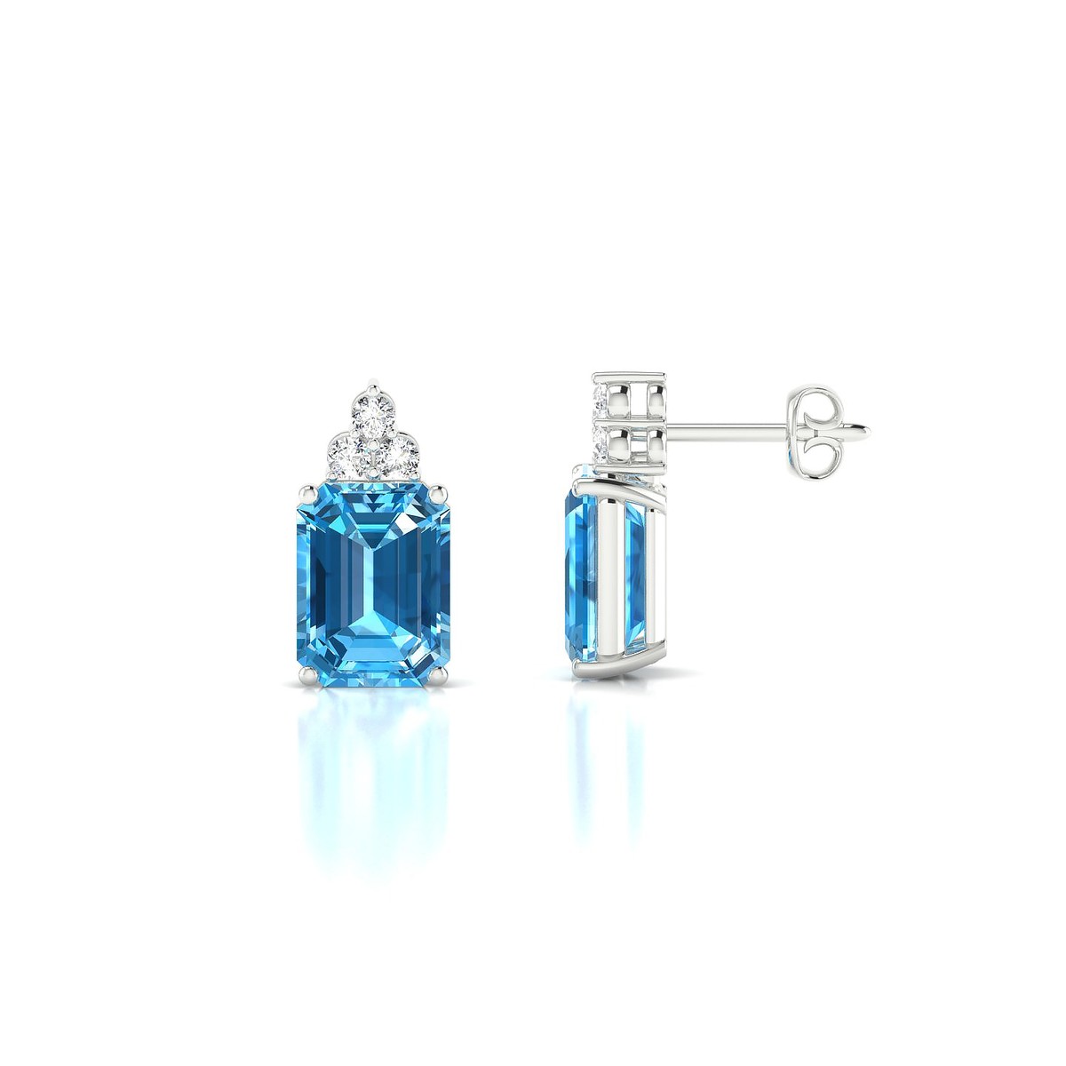 Mirage | 18k White Gold 8 x 6 mm Emerald Topaz Earrings