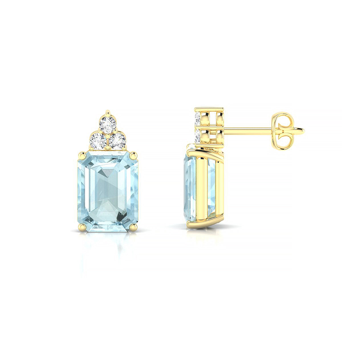 Mirage | 18k Yellow Gold 8 x 6 mm Emerald Aquamarine Earrings