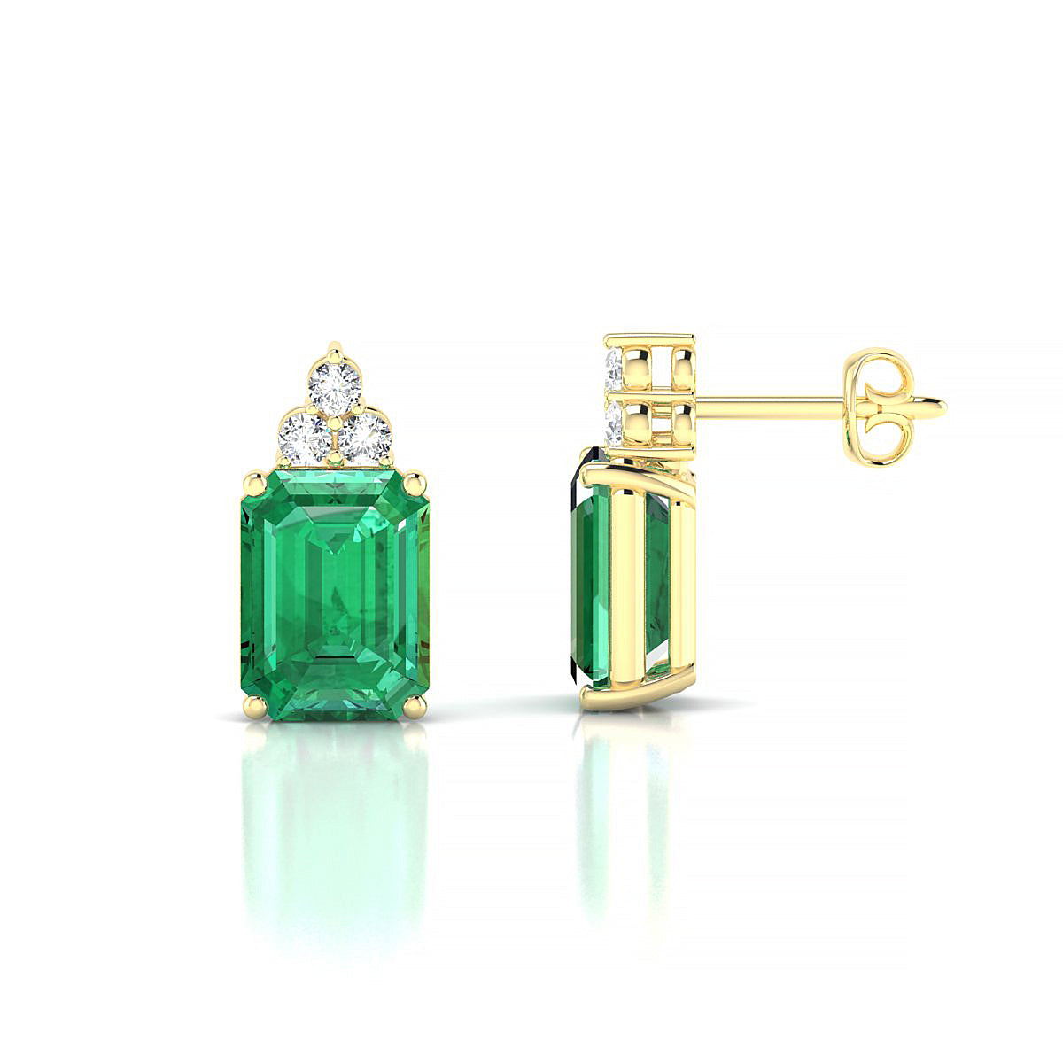 Mirage | 18k Yellow Gold 8 x 6 mm Emerald Emerald Earrings