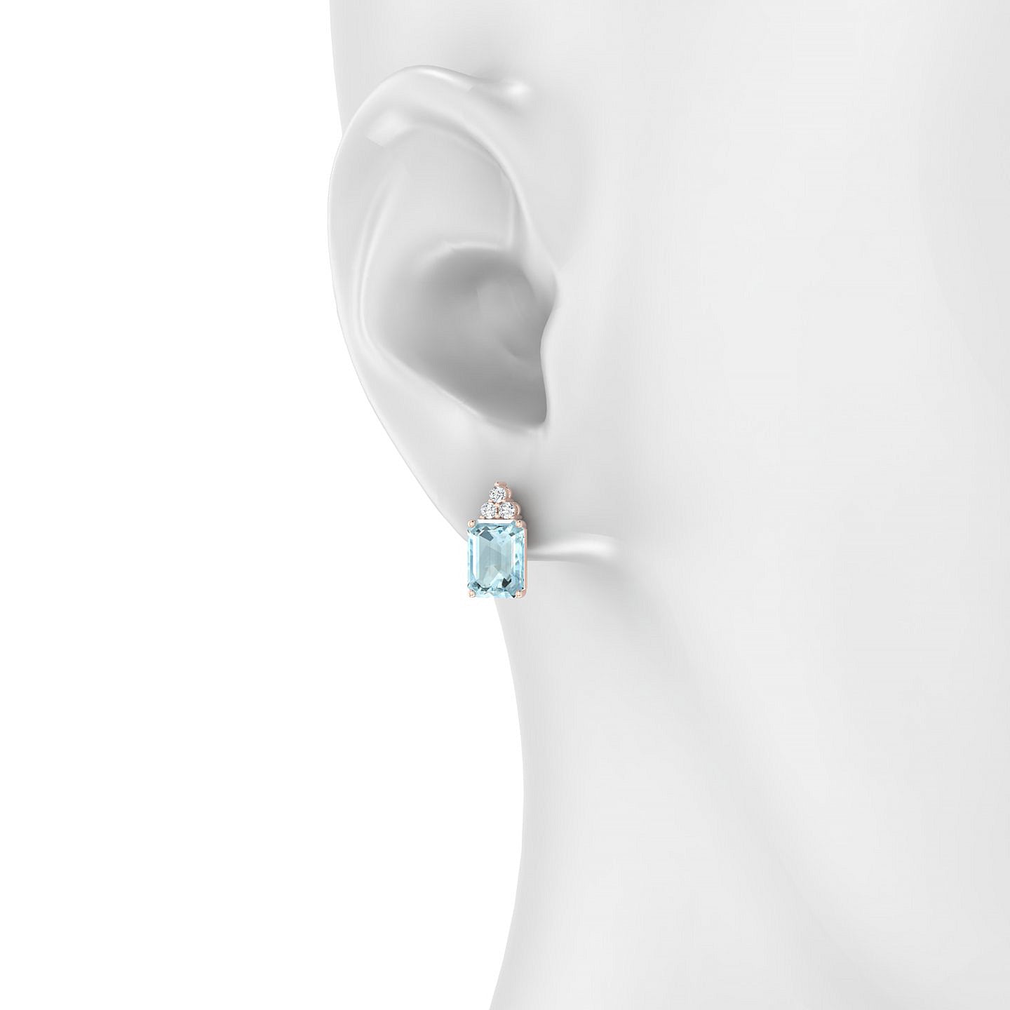 Mirage | 18k Rose Gold 8 x 6 mm Emerald Aquamarine Earrings