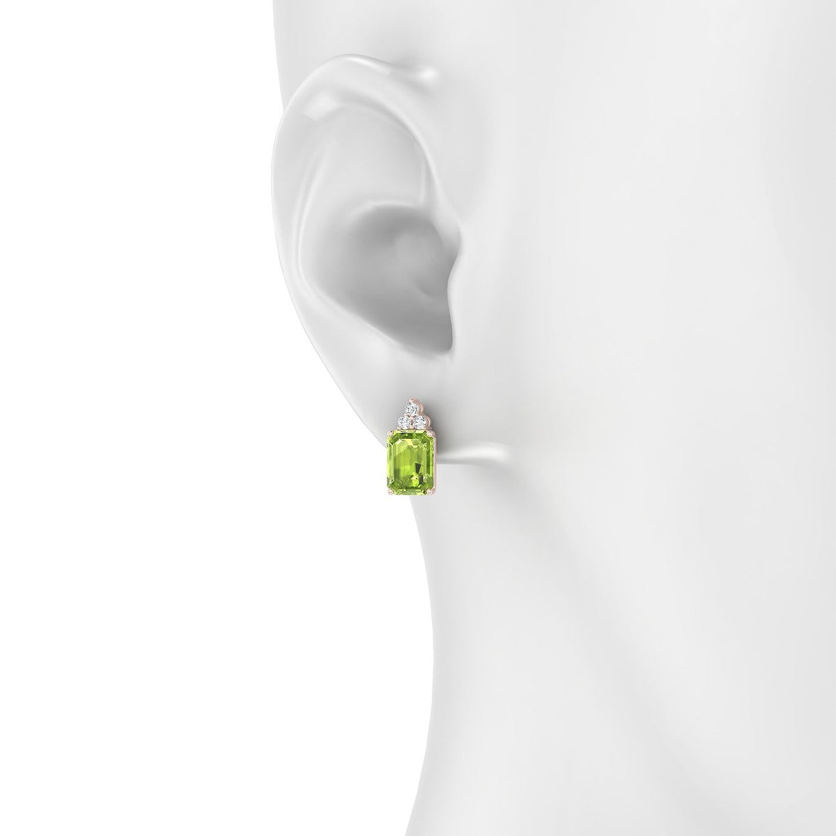 Mirage | 18k Rose Gold 8 x 6 mm Emerald Peridot Earrings