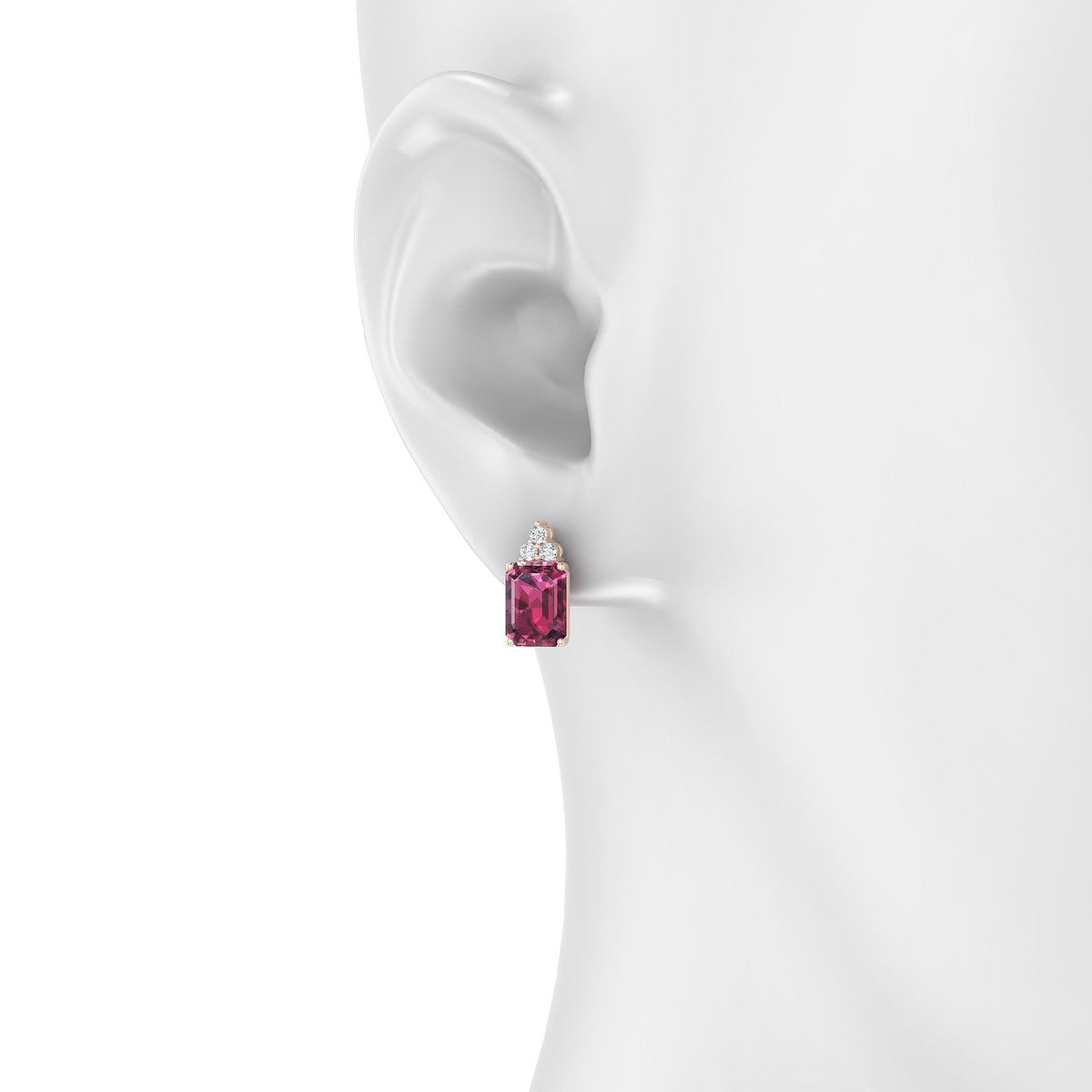 Mirage | 18k Rose Gold 8 x 6 mm Emerald Rhodolite Earrings