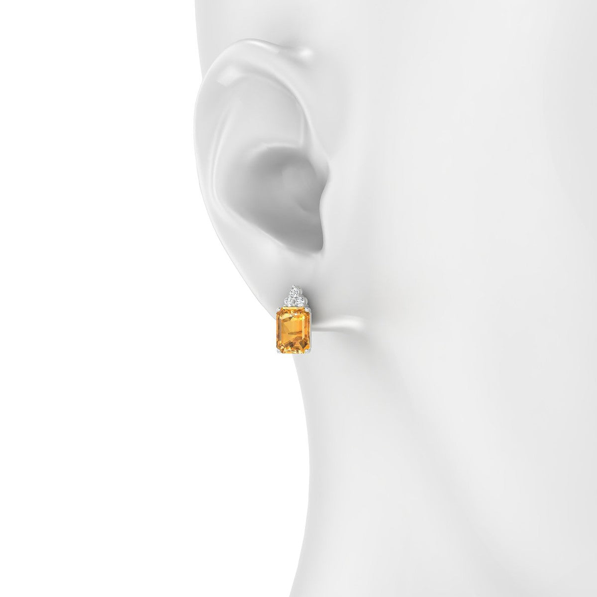 Mirage | 18k White Gold 8 x 6 mm Emerald Citrine Earrings