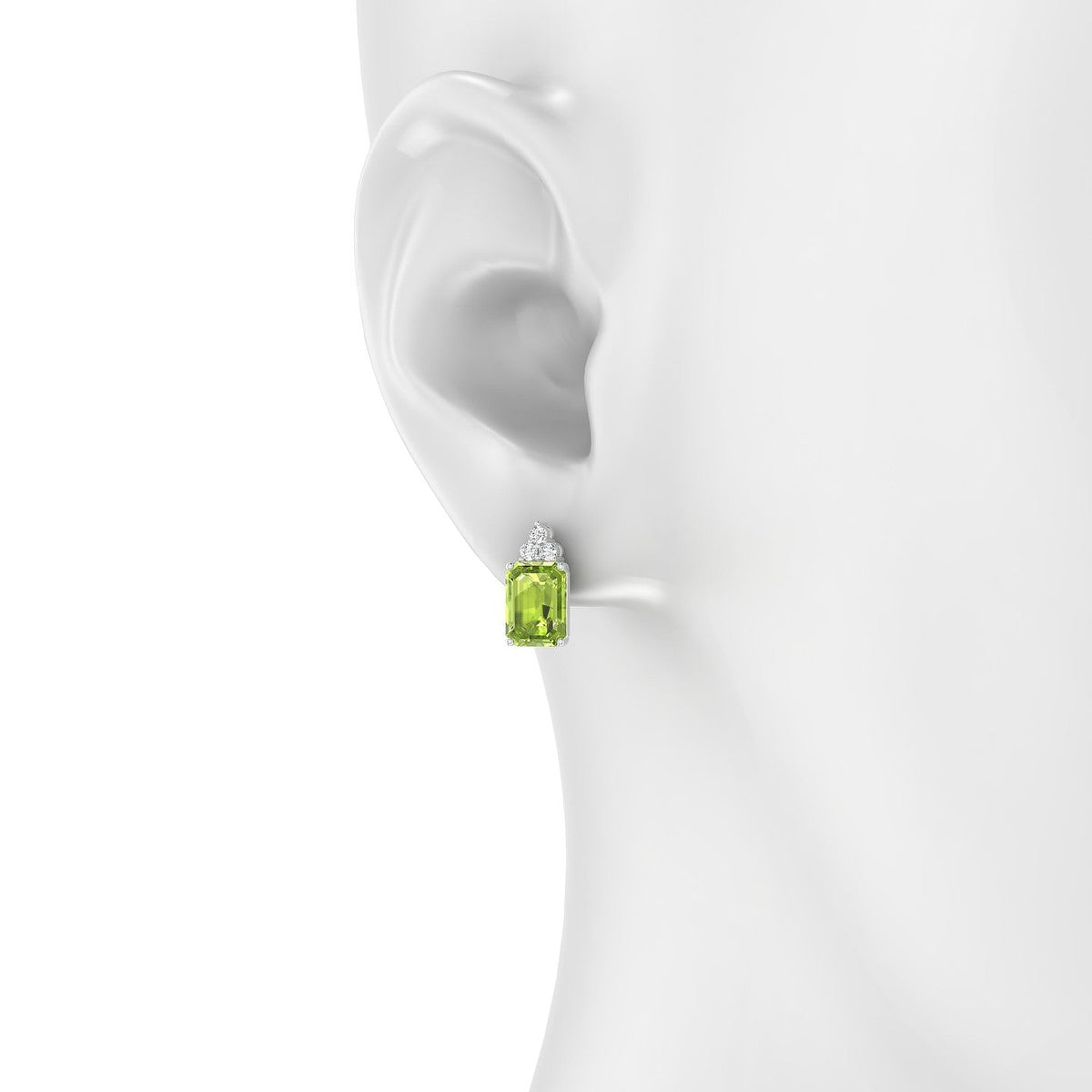 Mirage | 18k White Gold 8 x 6 mm Emerald Peridot Earrings