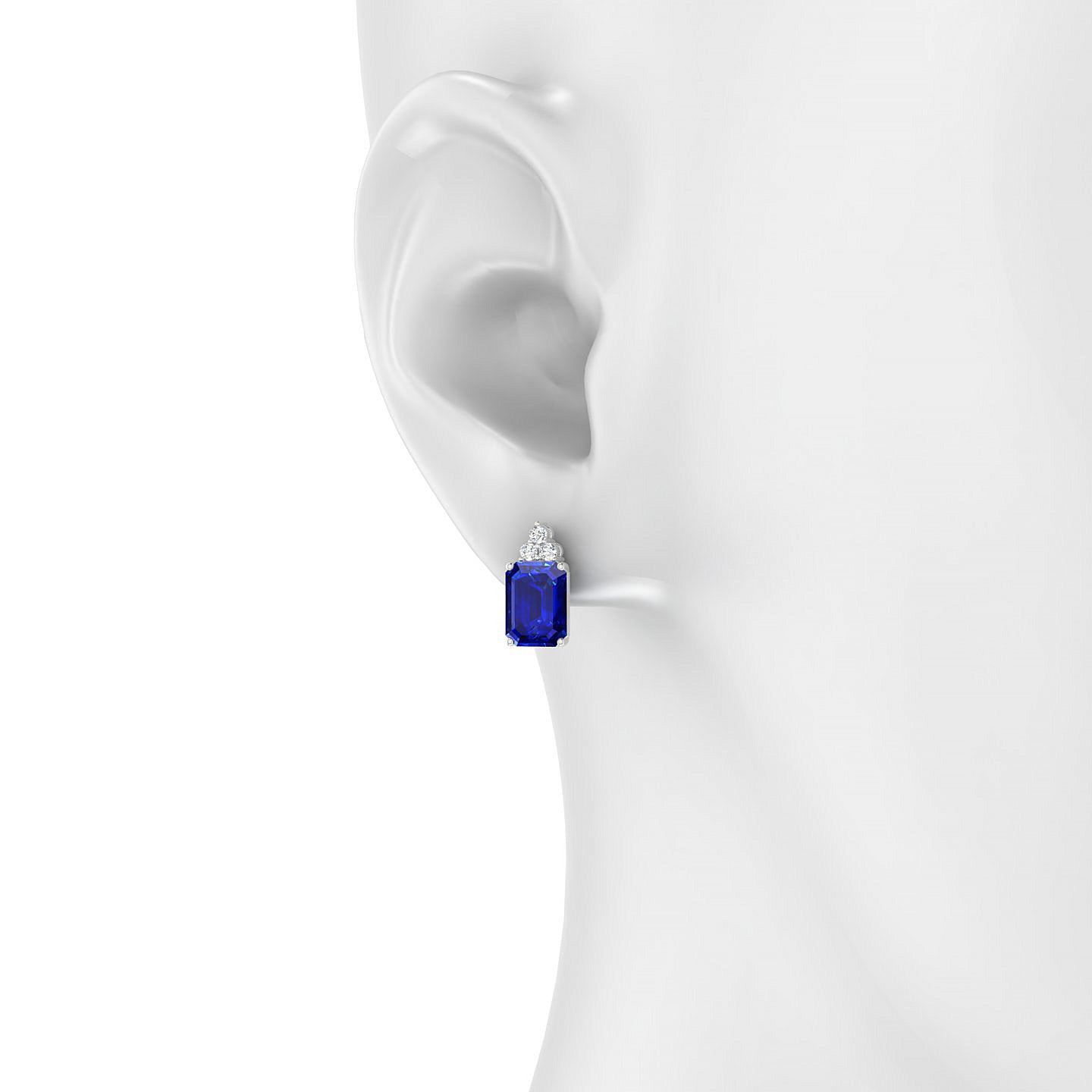 Mirage | 18k White Gold 8 x 6 mm Emerald Sapphire Earrings