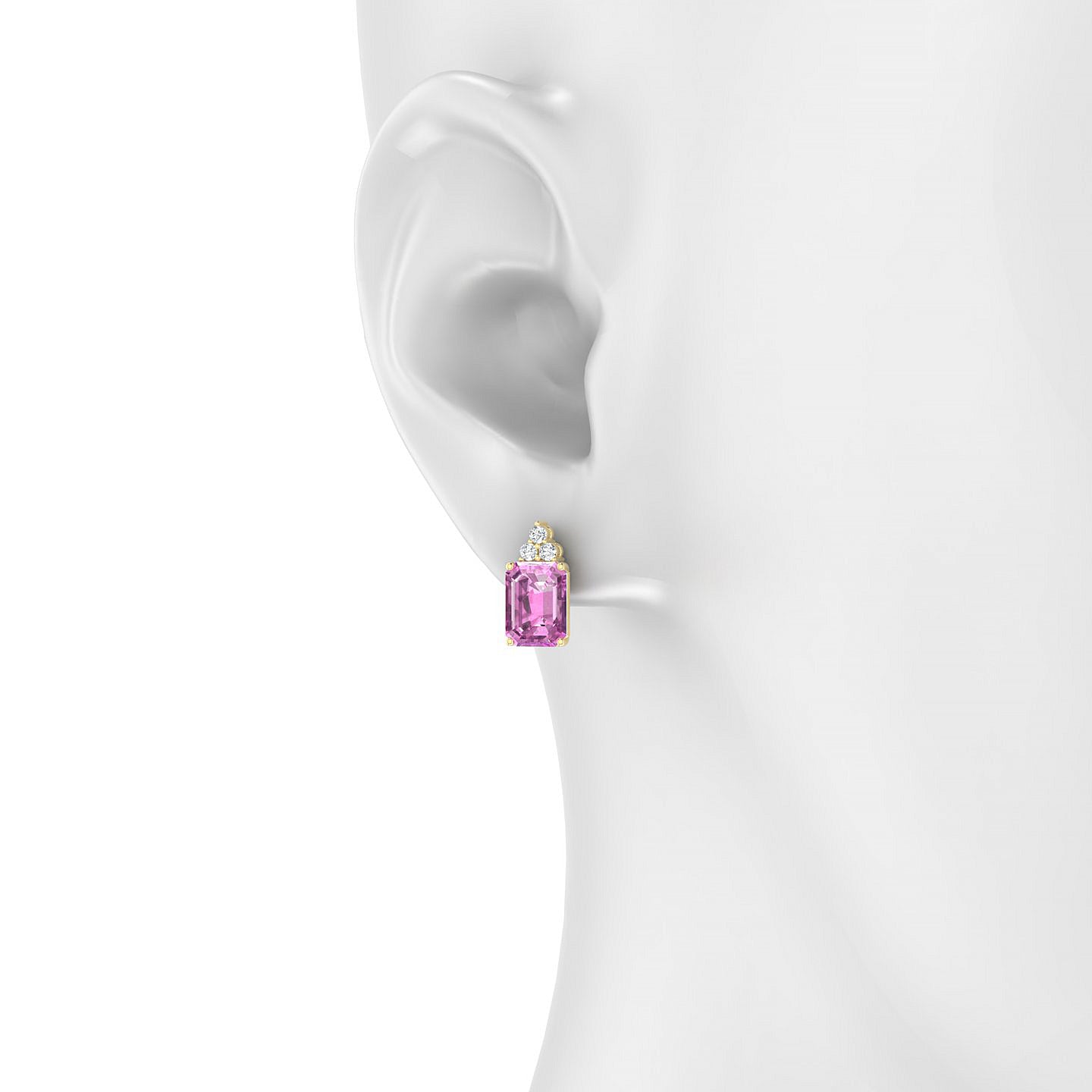 Mirage | 18k Yellow Gold 8 x 6 mm Emerald Pink Sapphire Earrings