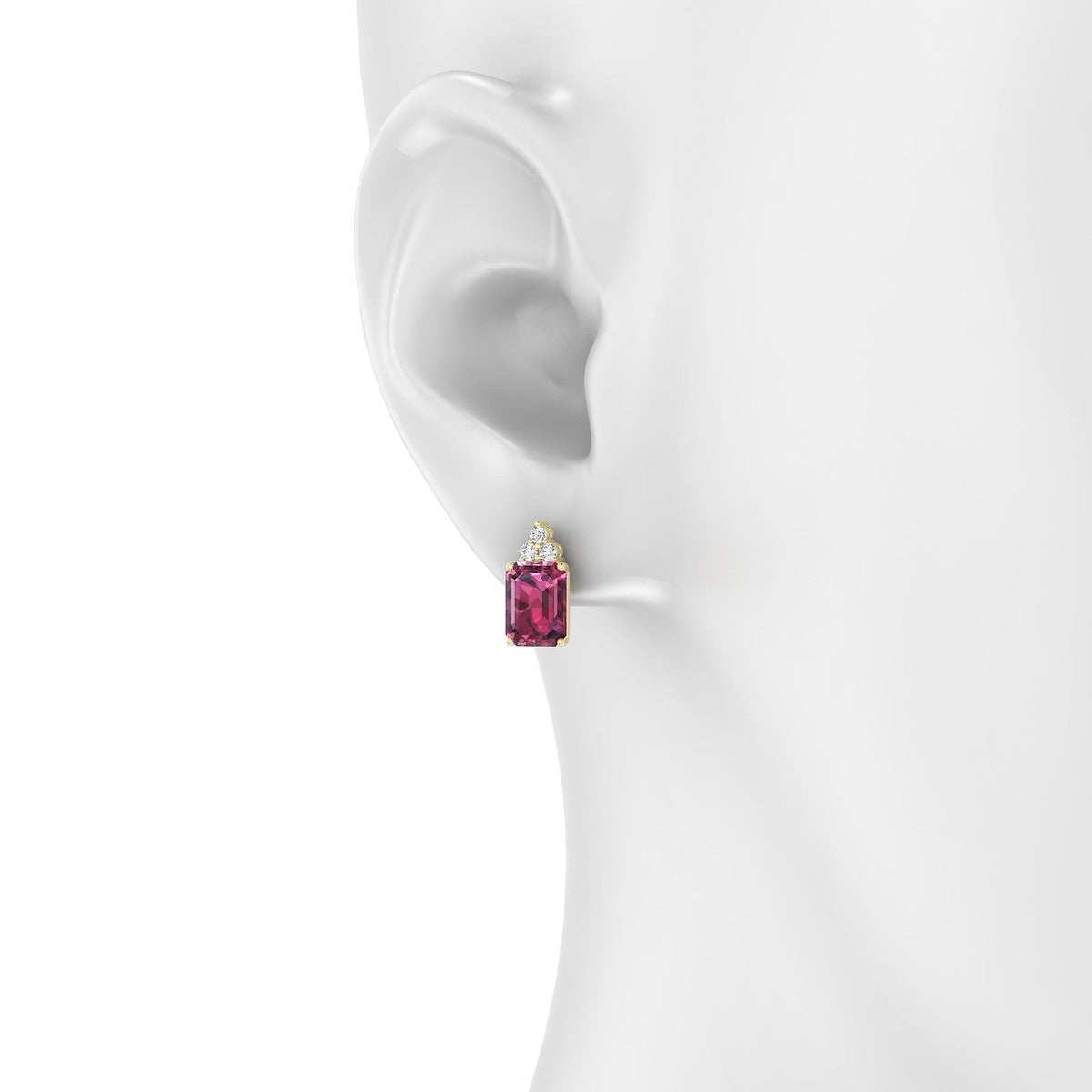 Mirage | 18k Yellow Gold 8 x 6 mm Emerald Rhodolite Earrings