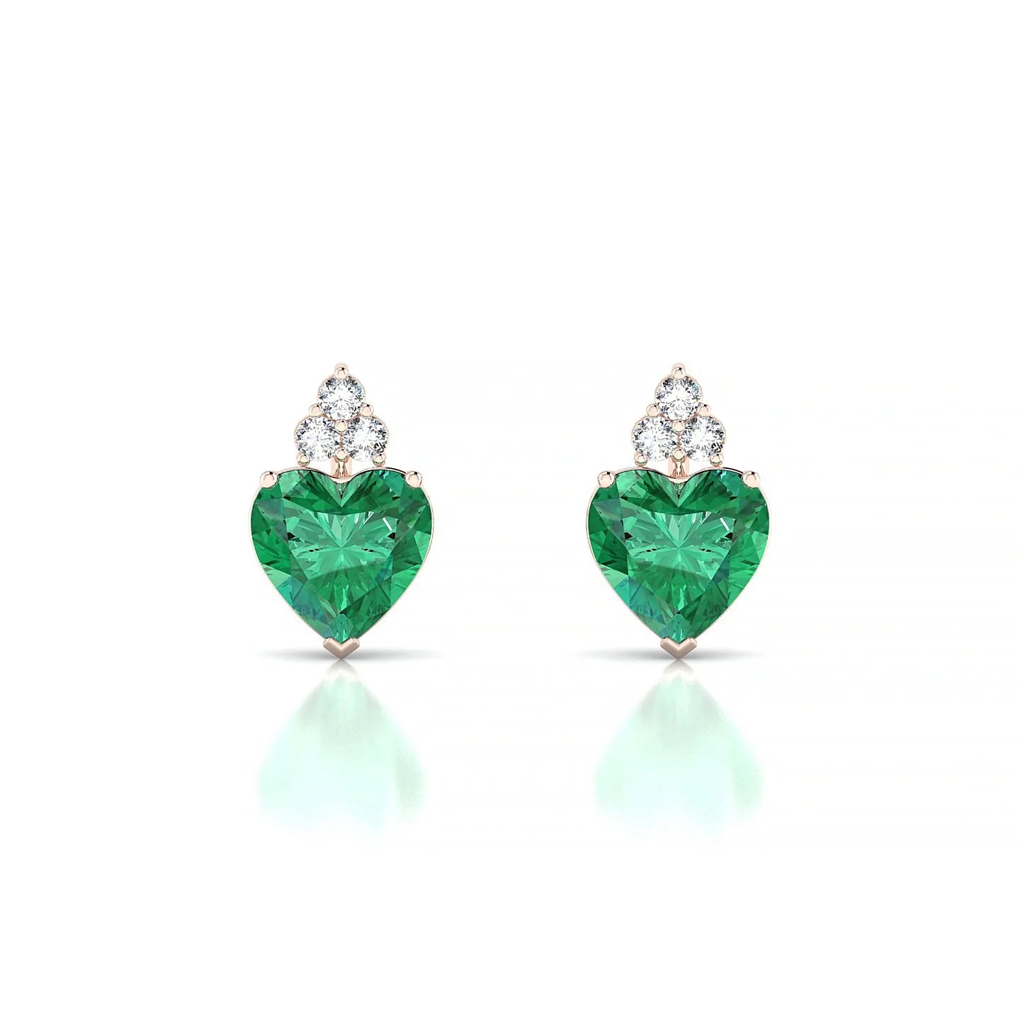 Mirage | 18k Rose Gold 5.5 mm Heart Emerald Earrings