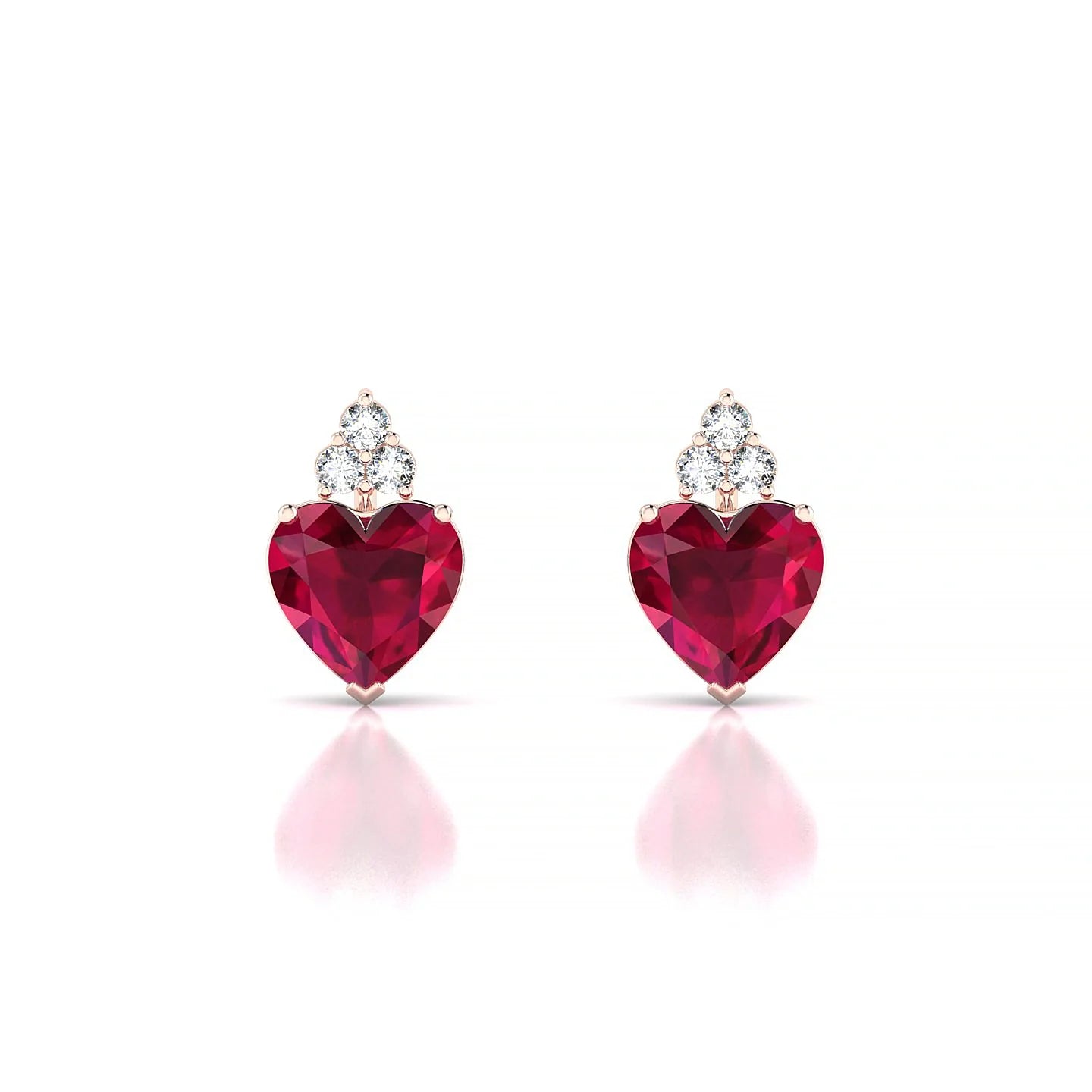 Mirage | 18k Rose Gold 5.5 mm Heart Ruby Earrings