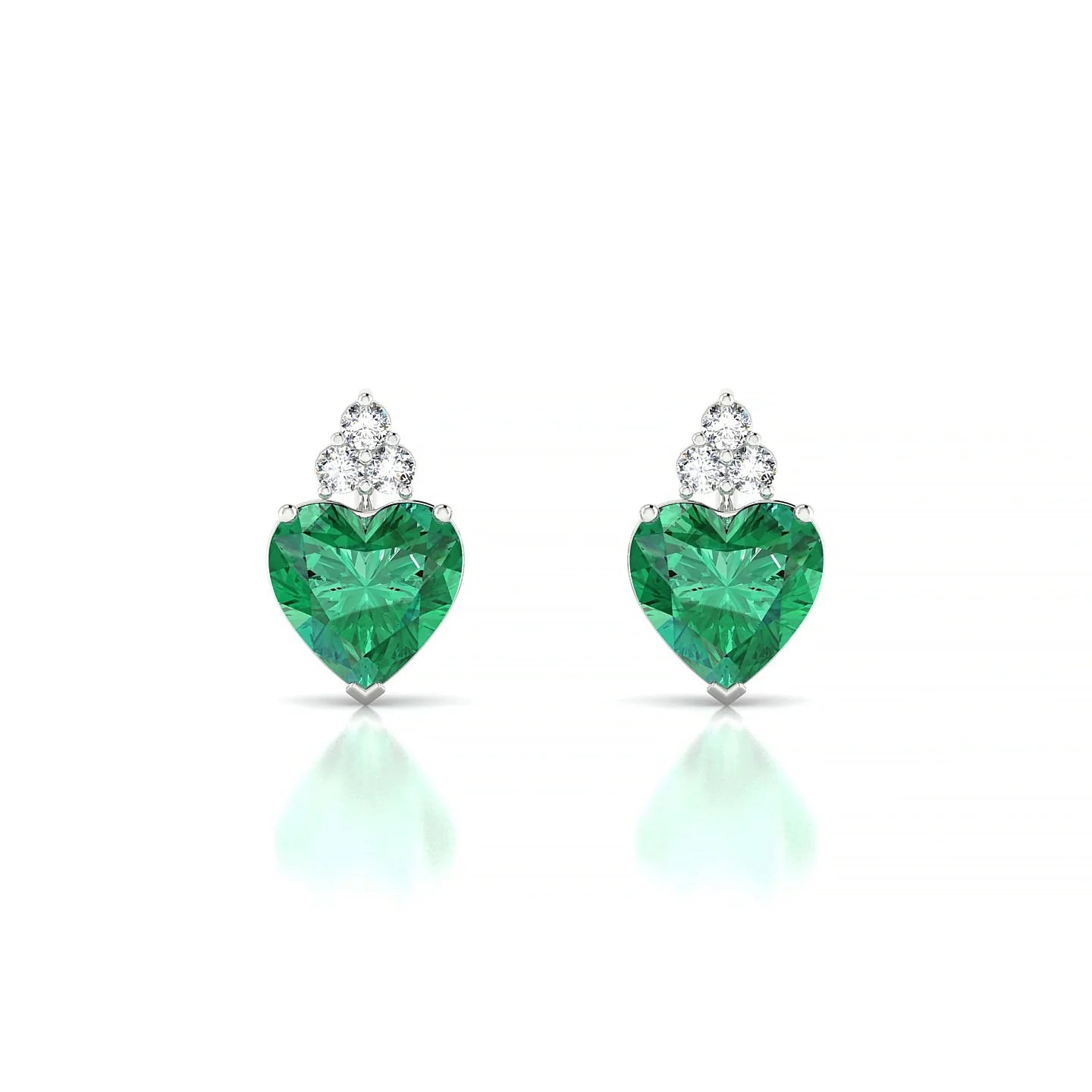 Mirage | 18k White Gold 5.5 mm Heart Emerald Earrings