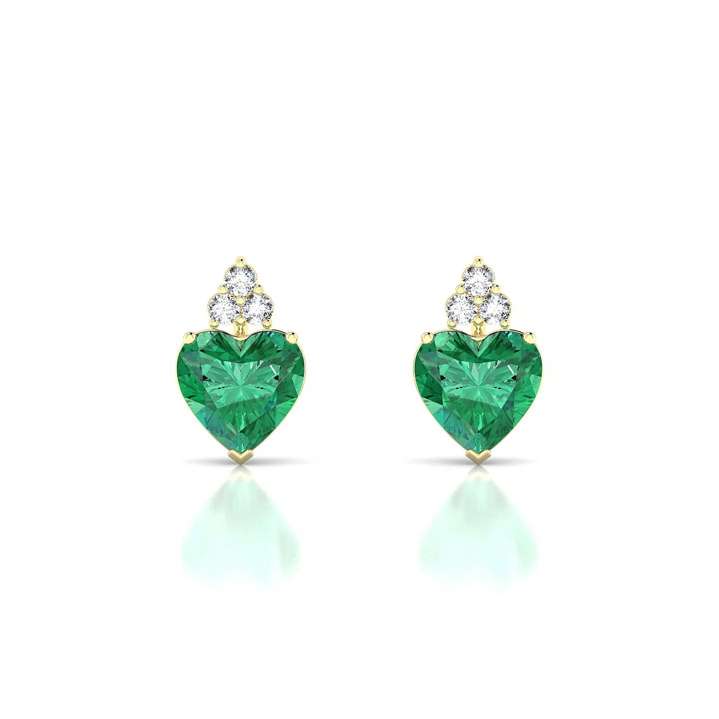 Mirage | 18k Yellow Gold 5.5 mm Heart Emerald Earrings