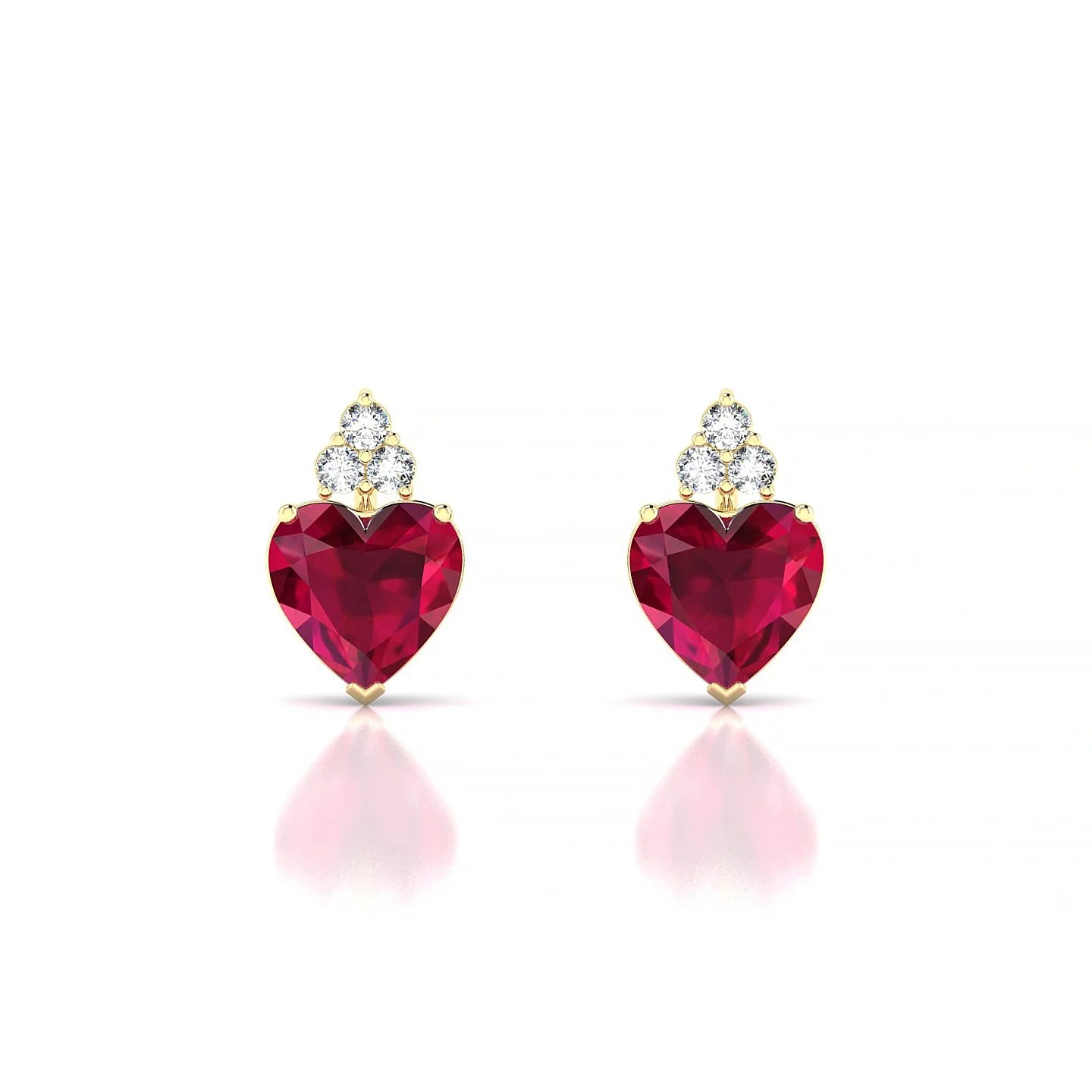 Mirage | 18k Yellow Gold 5.5 mm Heart Ruby Earrings