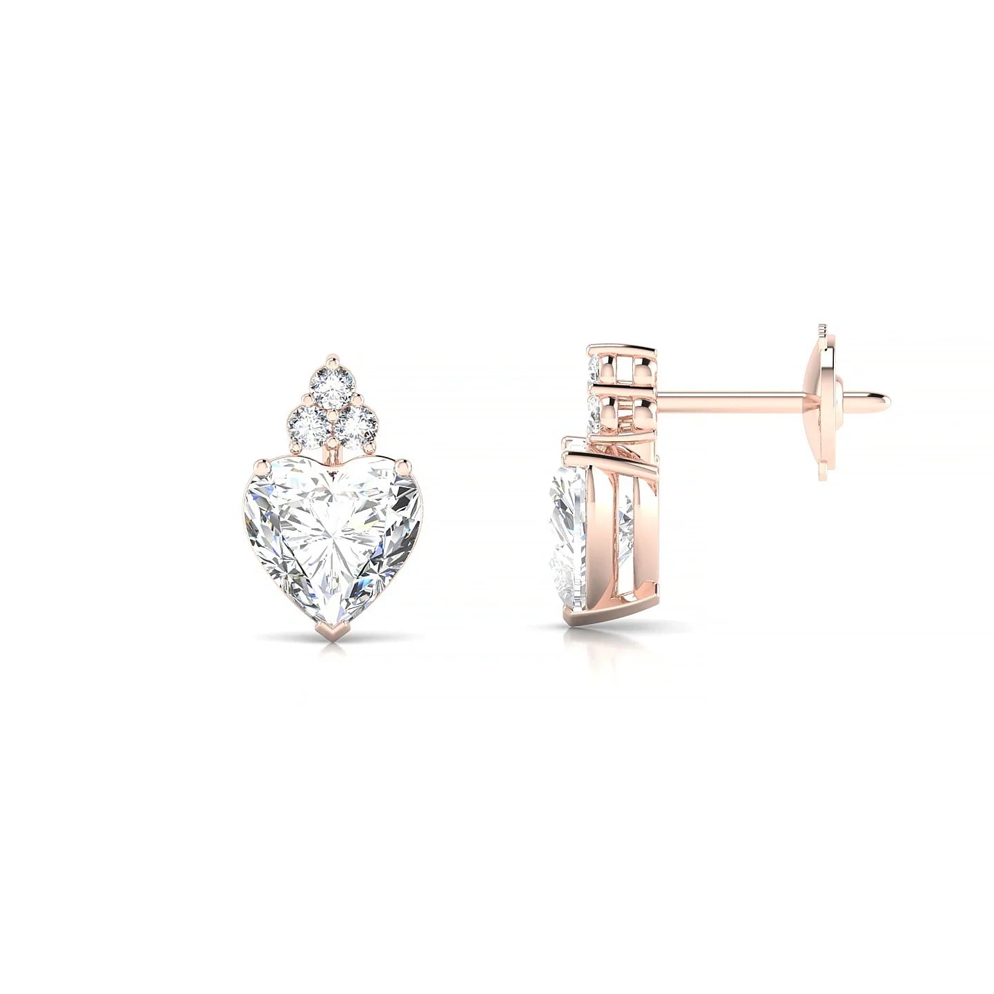 Mirage | 18k Rose Gold 5.5 mm Heart Diamond Earrings