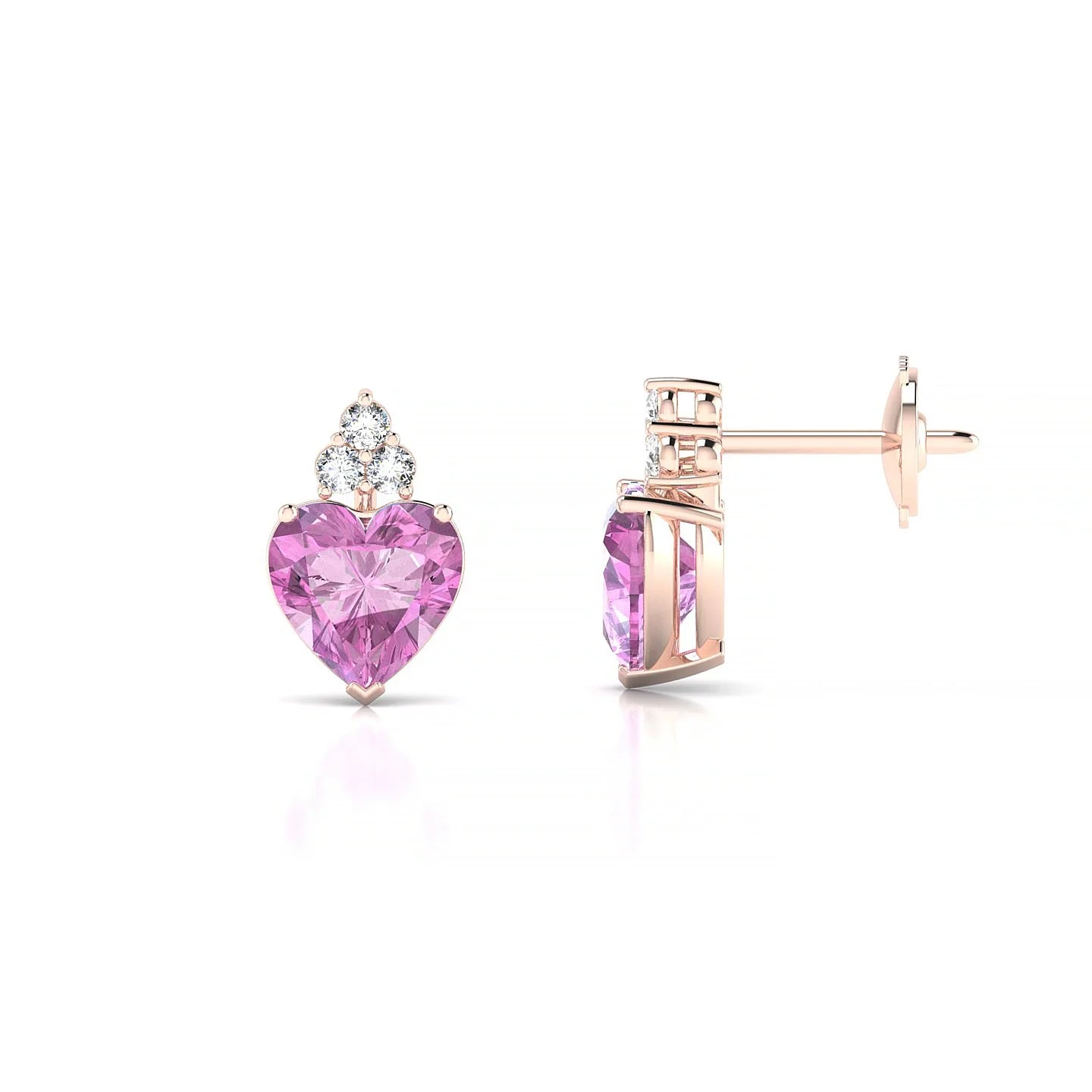 Mirage | 18k Rose Gold 5.5 mm Heart Pink Sapphire Earrings
