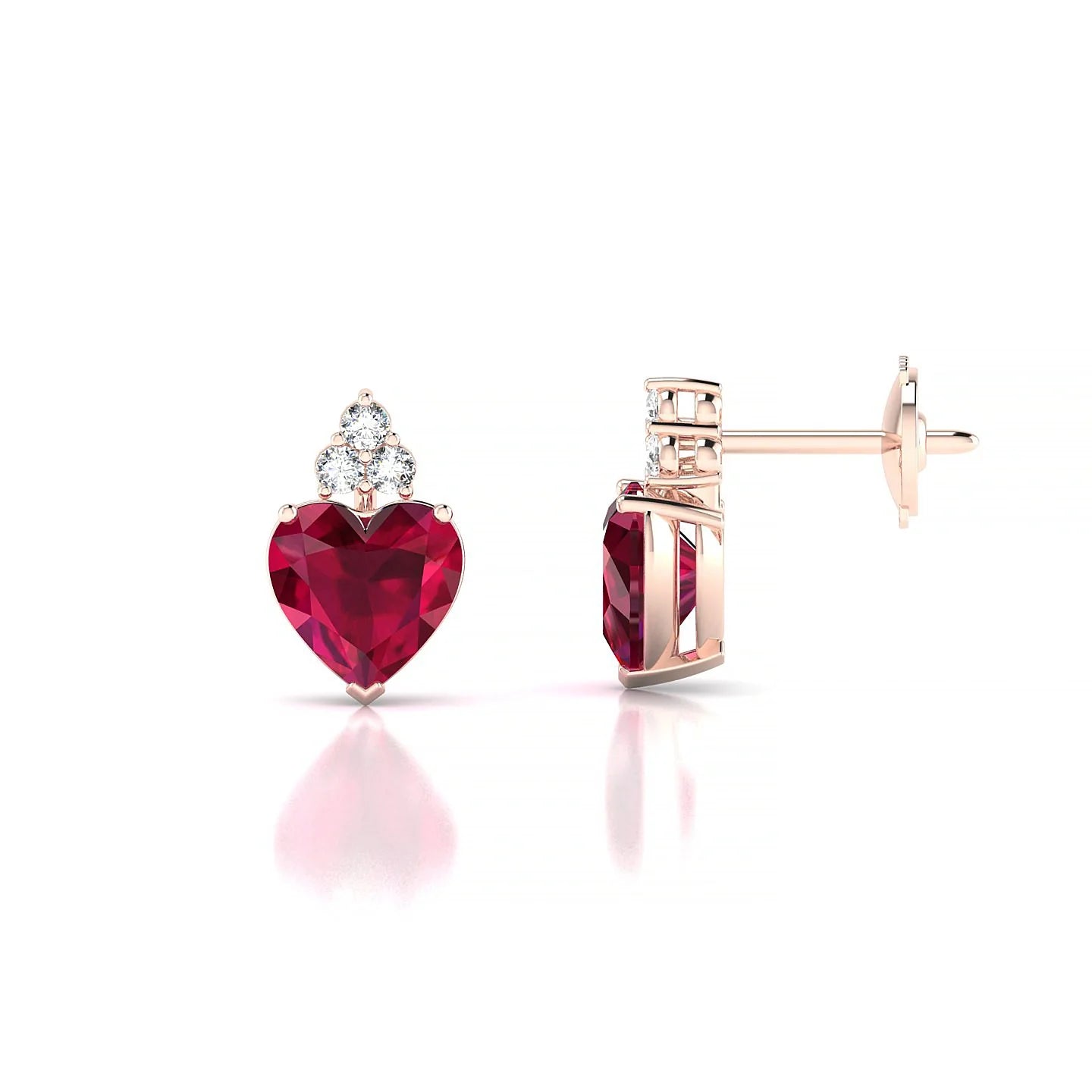 Mirage | 18k Rose Gold 5.5 mm Heart Ruby Earrings