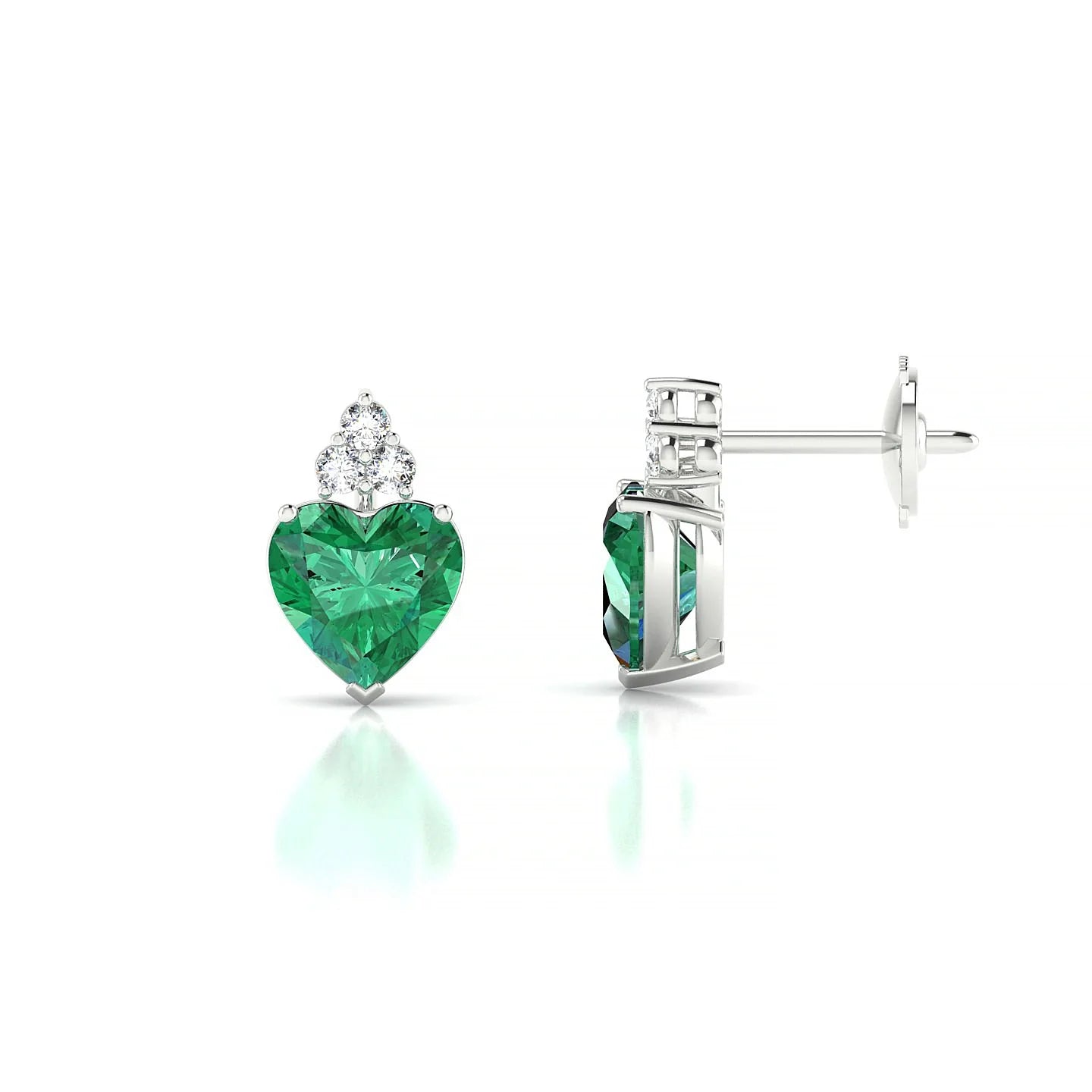 Mirage | 18k White Gold 5.5 mm Heart Emerald Earrings
