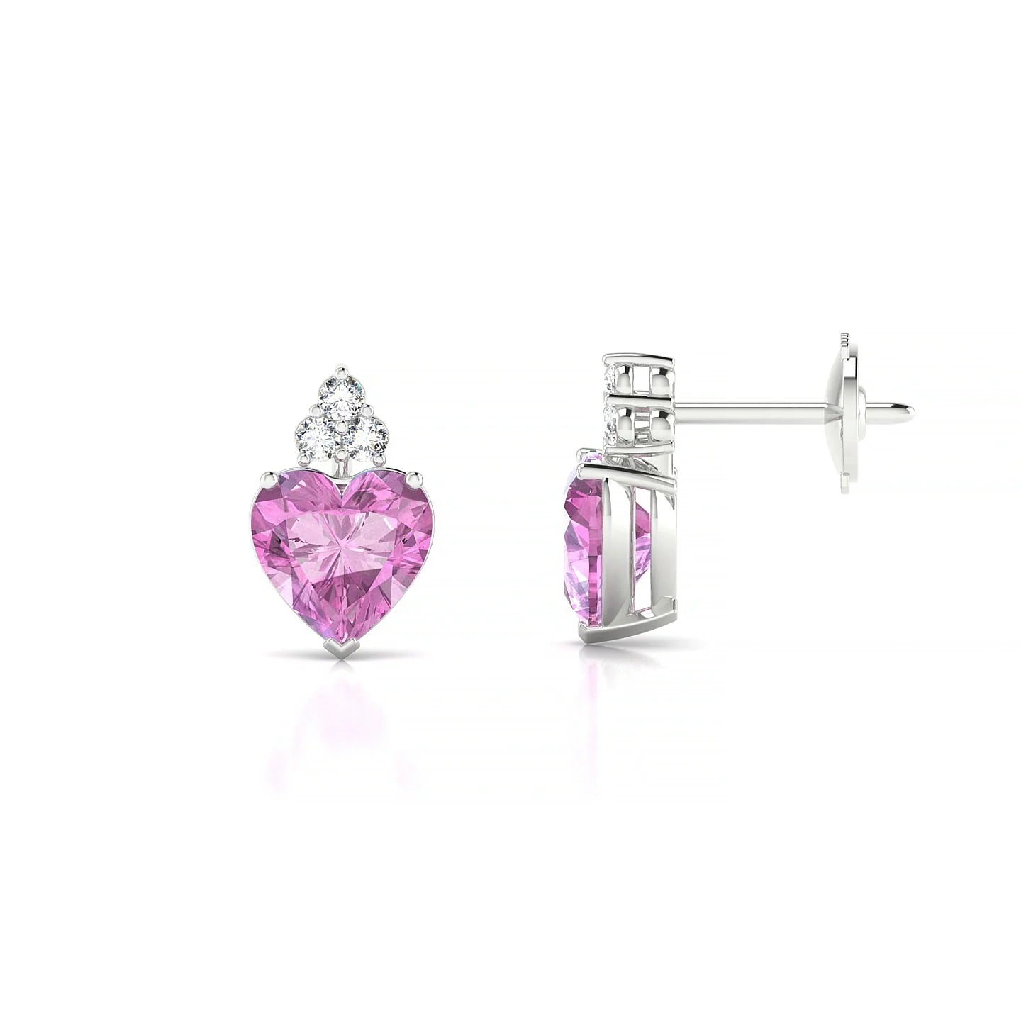 Mirage | 18k White Gold 5.5 mm Heart Pink Sapphire Earrings