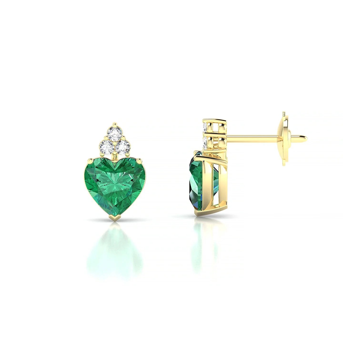 Mirage | 18k Yellow Gold 5.5 mm Heart Emerald Earrings