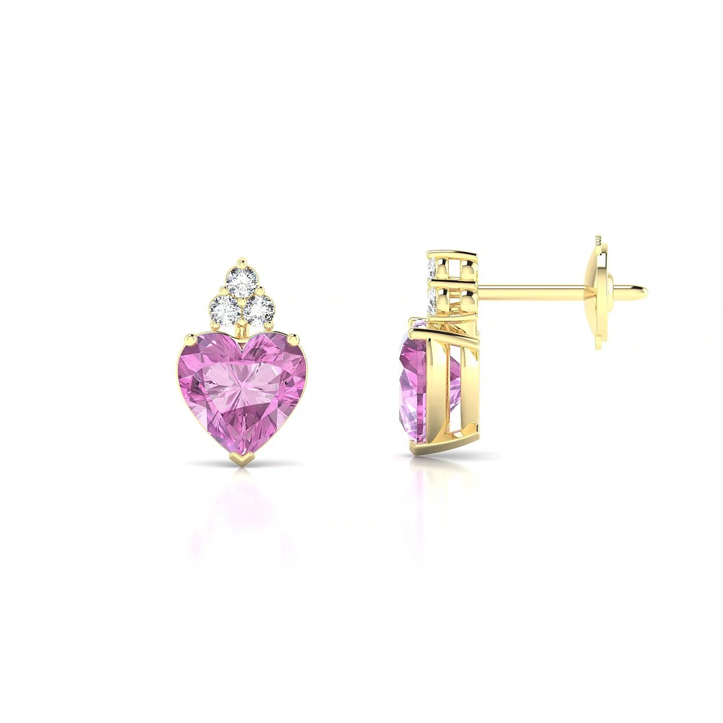 Mirage | 18k Yellow Gold 5.5 mm Heart Pink Sapphire Earrings