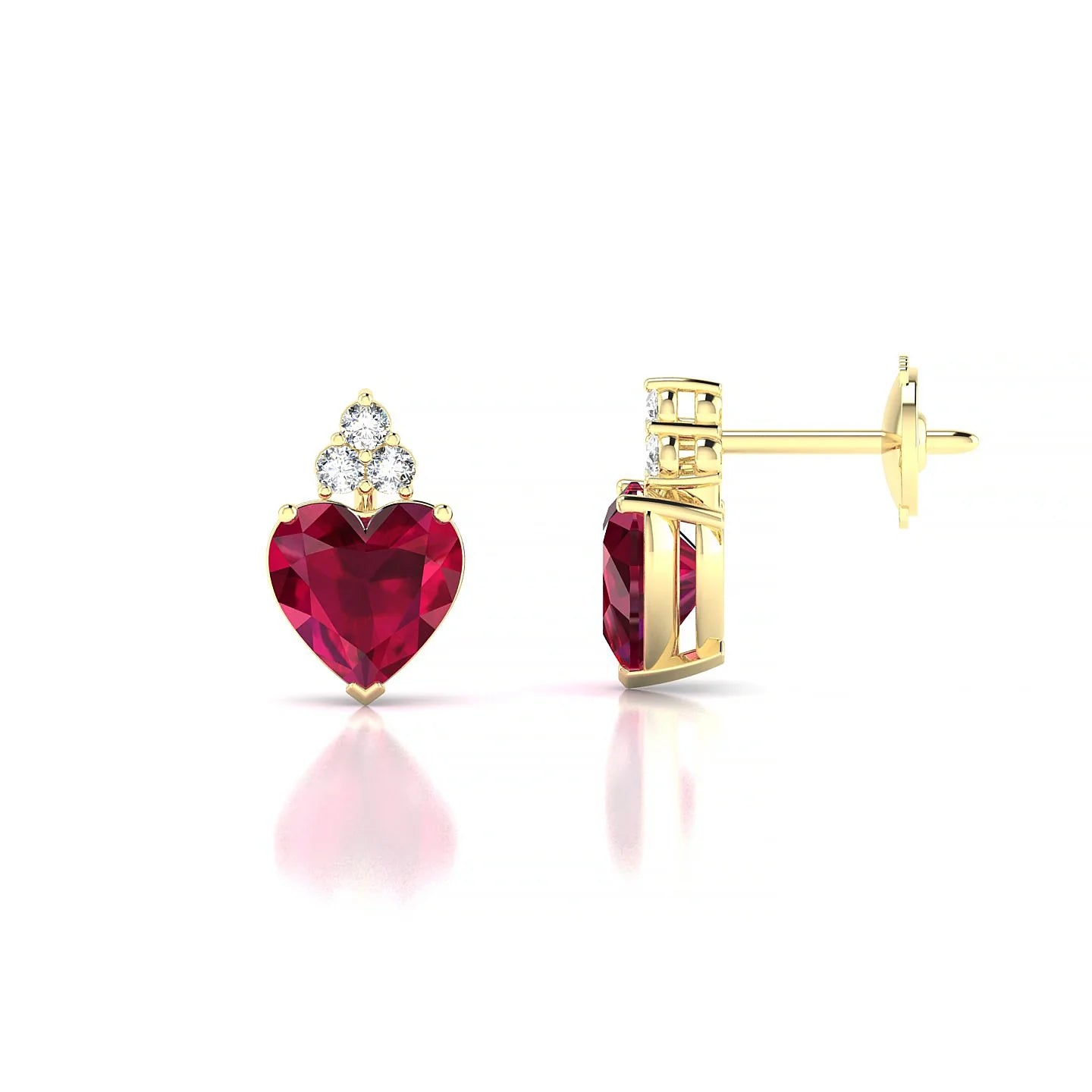 Mirage | 18k Yellow Gold 5.5 mm Heart Ruby Earrings