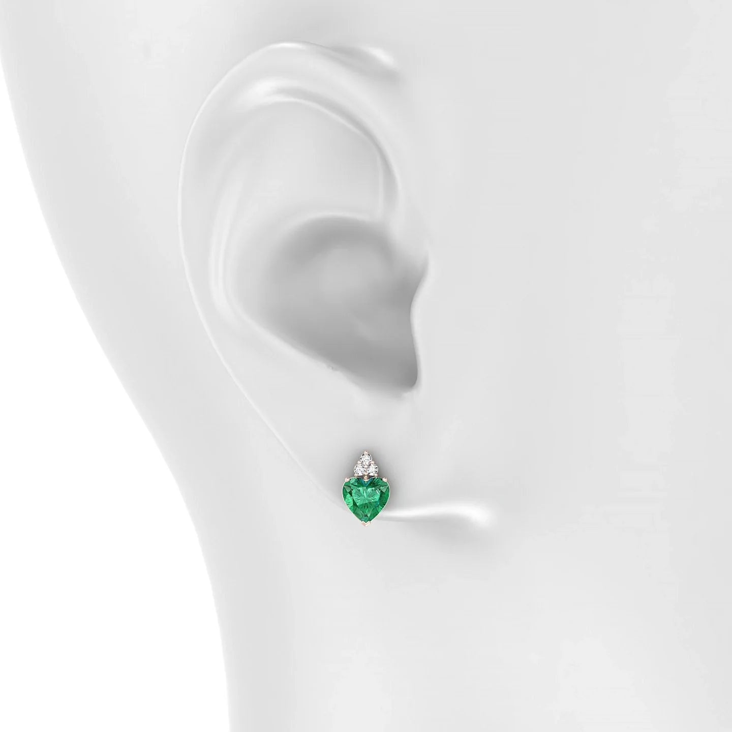 Mirage | 18k Rose Gold 5.5 mm Heart Emerald Earrings