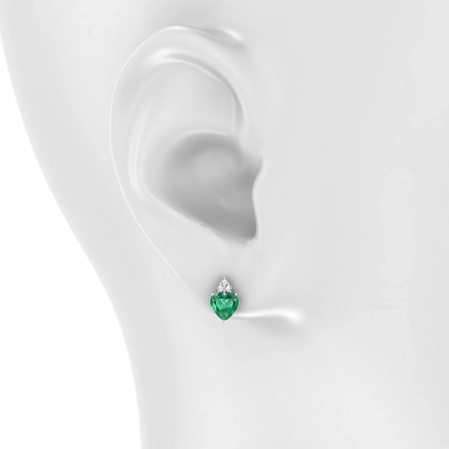 Mirage | 18k White Gold 5.5 mm Heart Emerald Earrings
