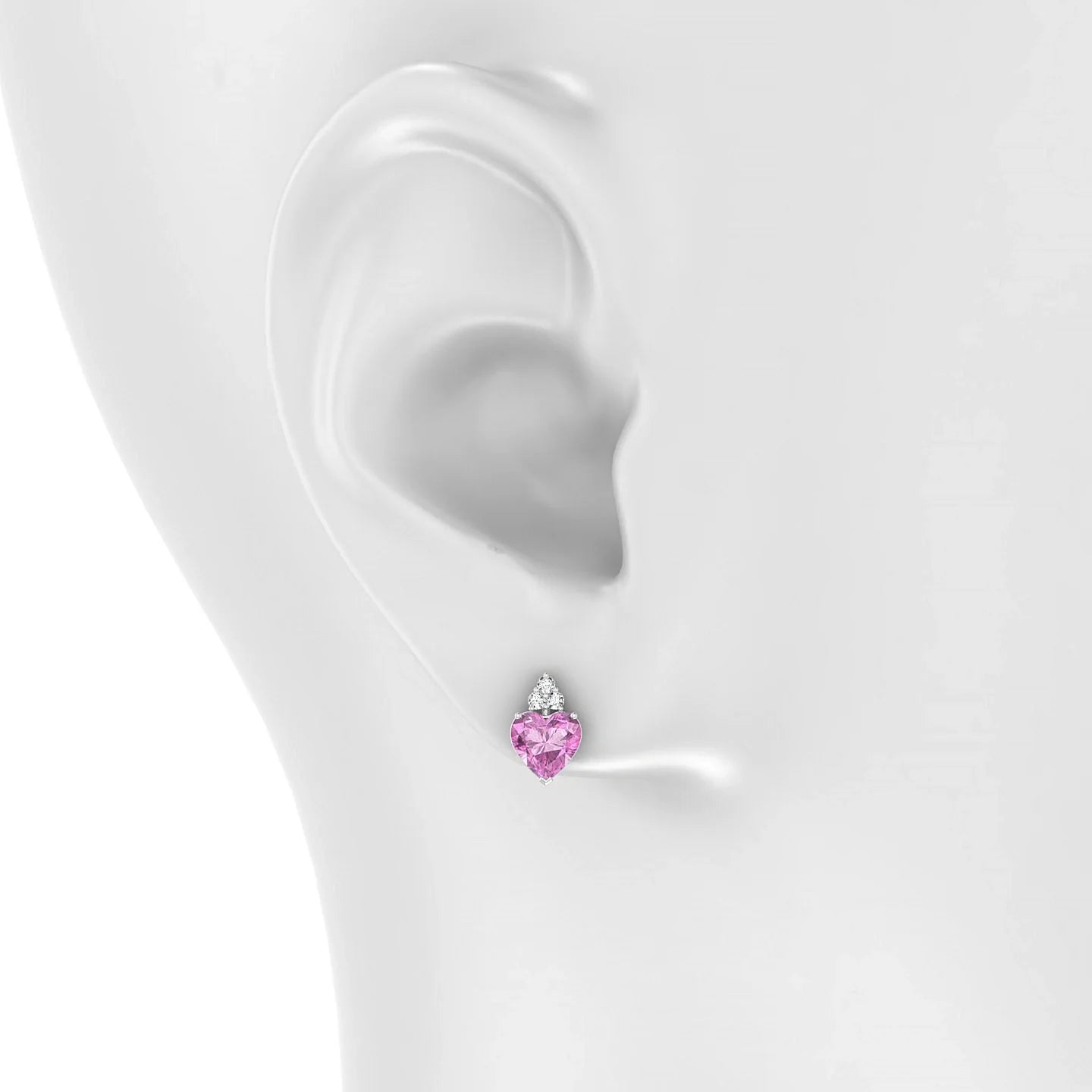 Mirage | 18k White Gold 5.5 mm Heart Pink Sapphire Earrings