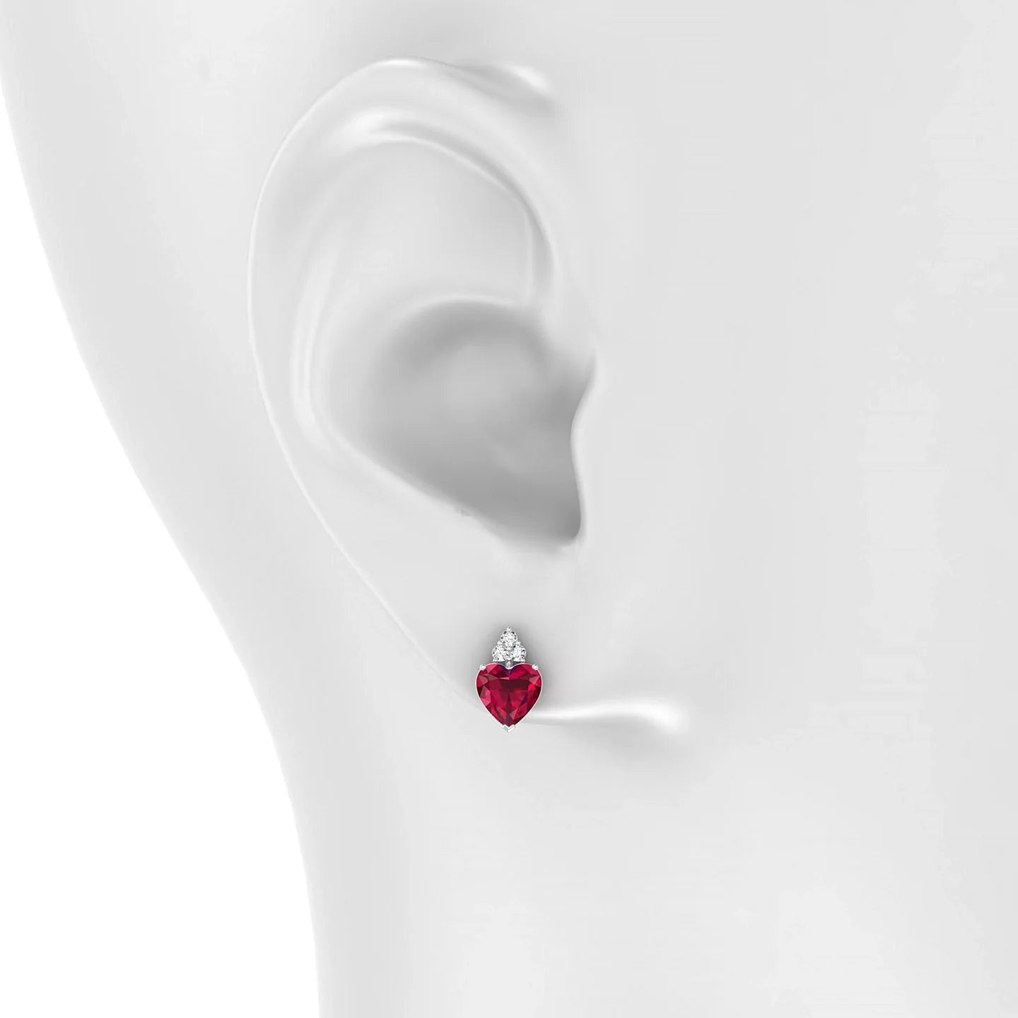 Mirage | 18k White Gold 5.5 mm Heart Ruby Earrings