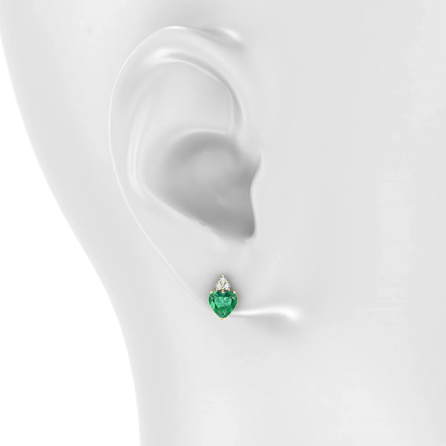Mirage | 18k Yellow Gold 5.5 mm Heart Emerald Earrings